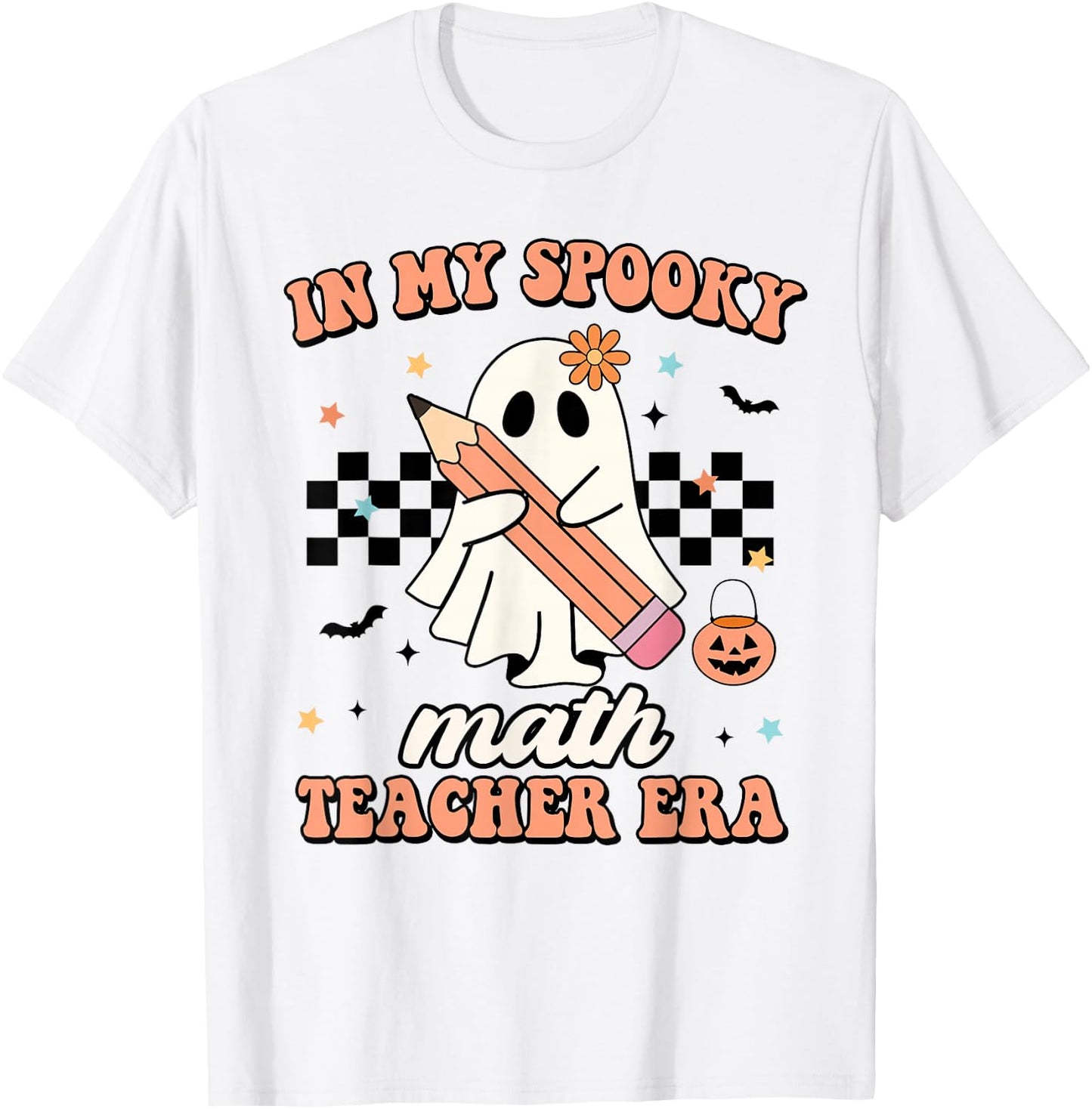 in My Spooky Math Teacher Era Groovy Retro Halloween Costume Women T-Shirt - T-Shirt | White