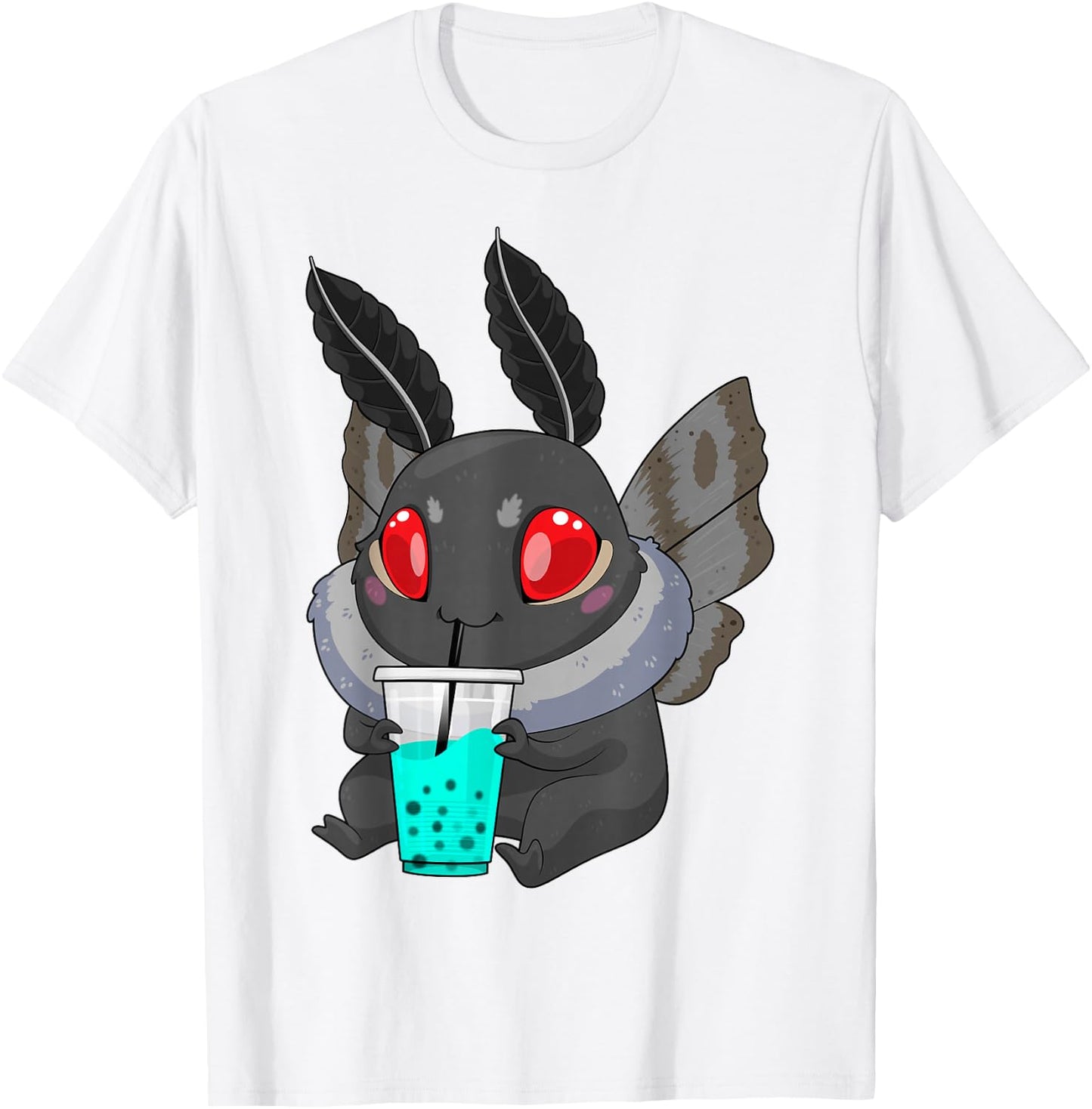 Mothman Bubble Tea Cryptid Kawaii Boba Creature Folklore T-Shirt - T-Shirt | White
