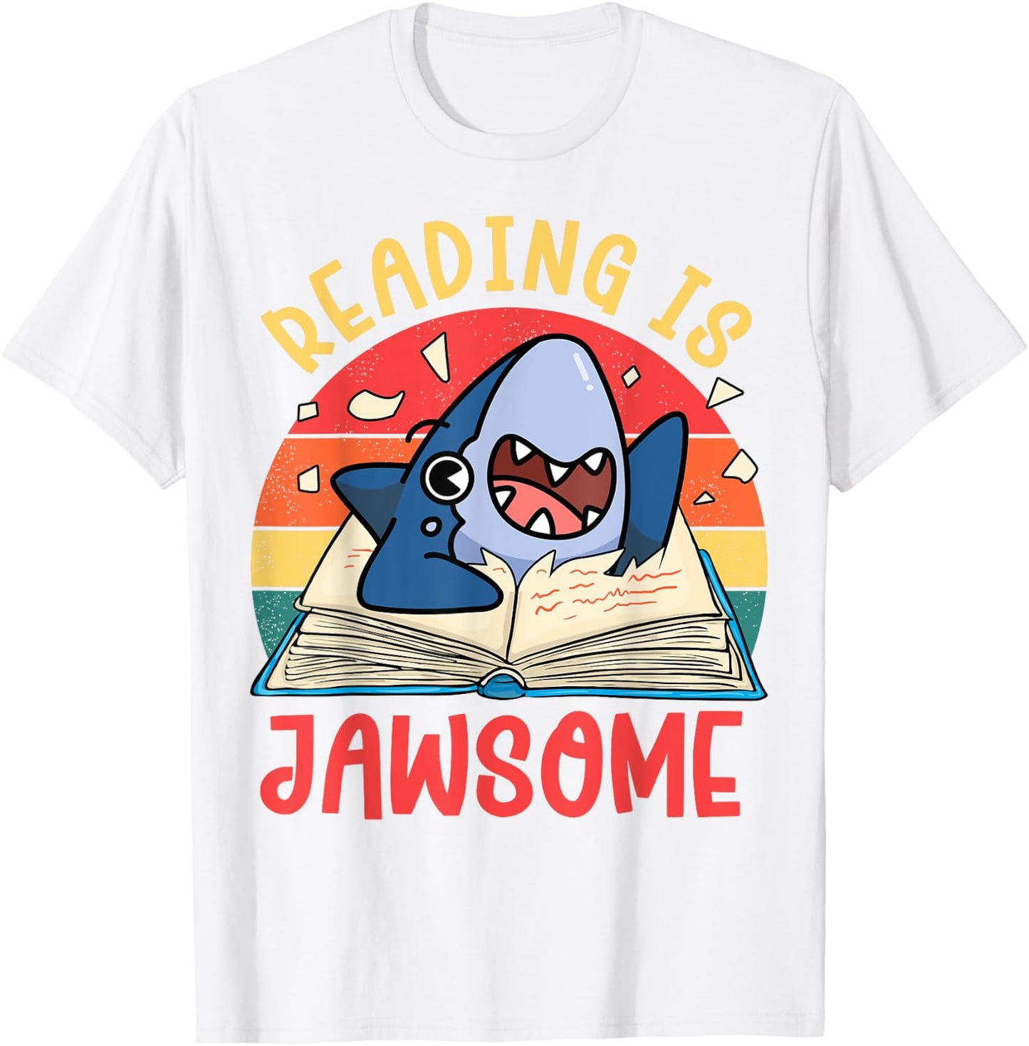 Reading Is Jawsome Shirt Shark Book Kids Boy Toddler Nerdy T-Shirt - T-Shirt | White
