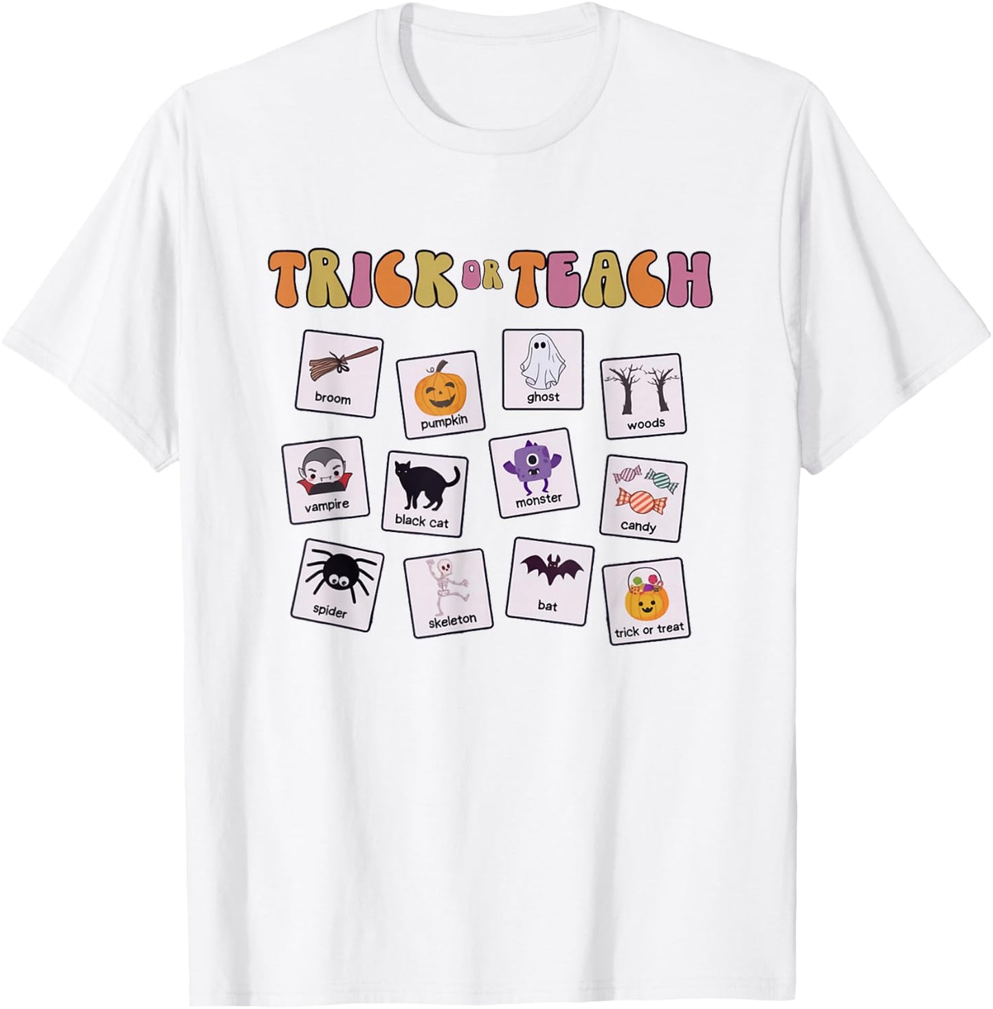 Retro Trick Or Treat Halloween Special Education Teacher T-Shirt - T-Shirt | White