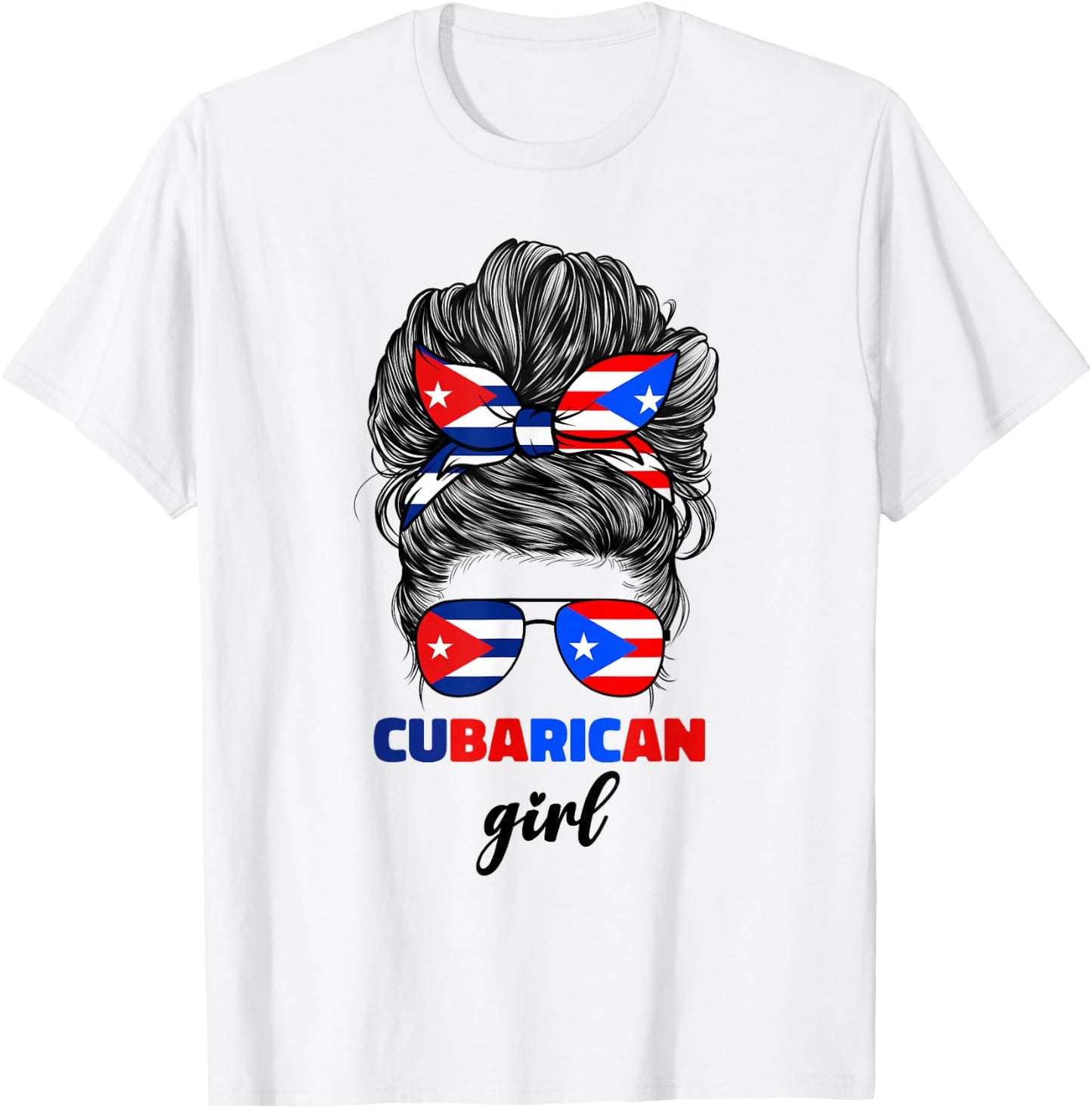 Half Cuban And Puerto Rican Rico Cuba Flag Cubarican Girl T-Shirt - T-Shirt | White