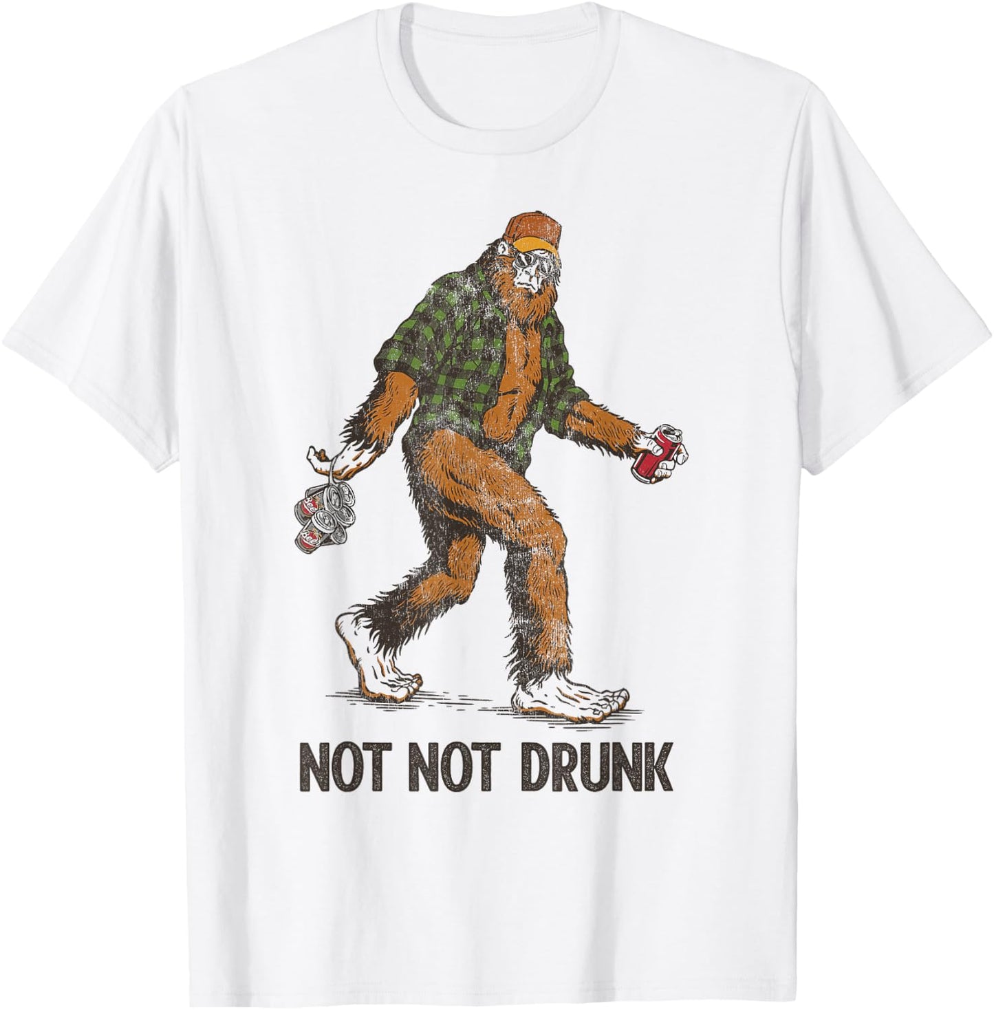 Not Too Drunk Sasquatch Lumberjack Spotted With Beer Pack T-Shirt - T-Shirt | White