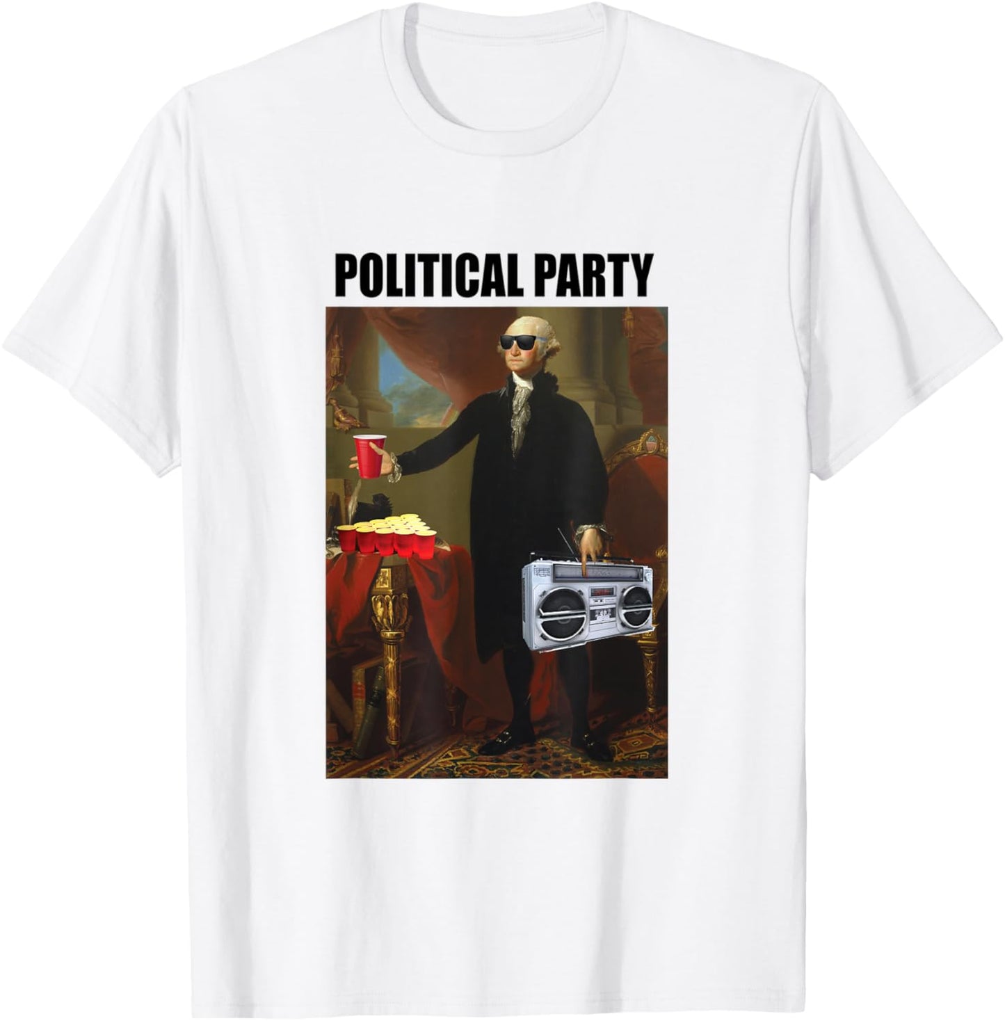 Funny Political Party Beer Pong Drinkers Founding Fathers T-Shirt - T-Shirt | White