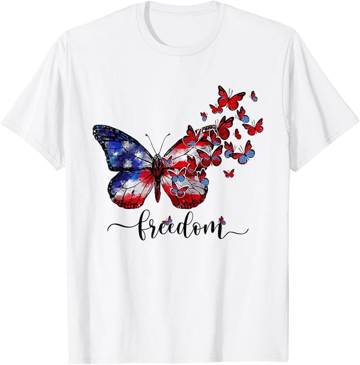 USA Flag Butterfly Freedom Happy 4th Of July Kids Men T-Shirt - T-Shirt | White