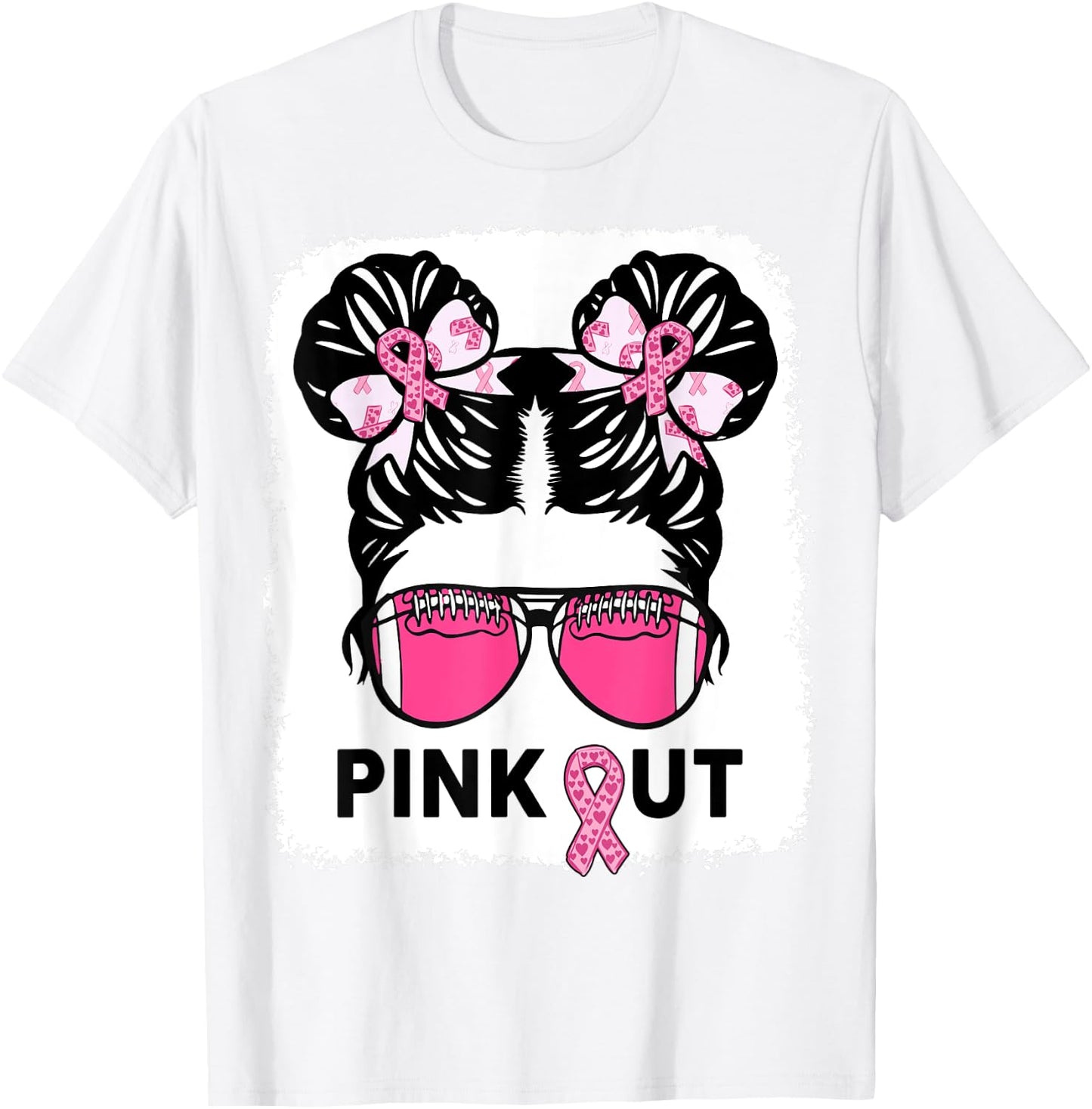 Girl Breast Cancer Awareness Football Pink Out Daughter Kids T-Shirt - T-Shirt | White