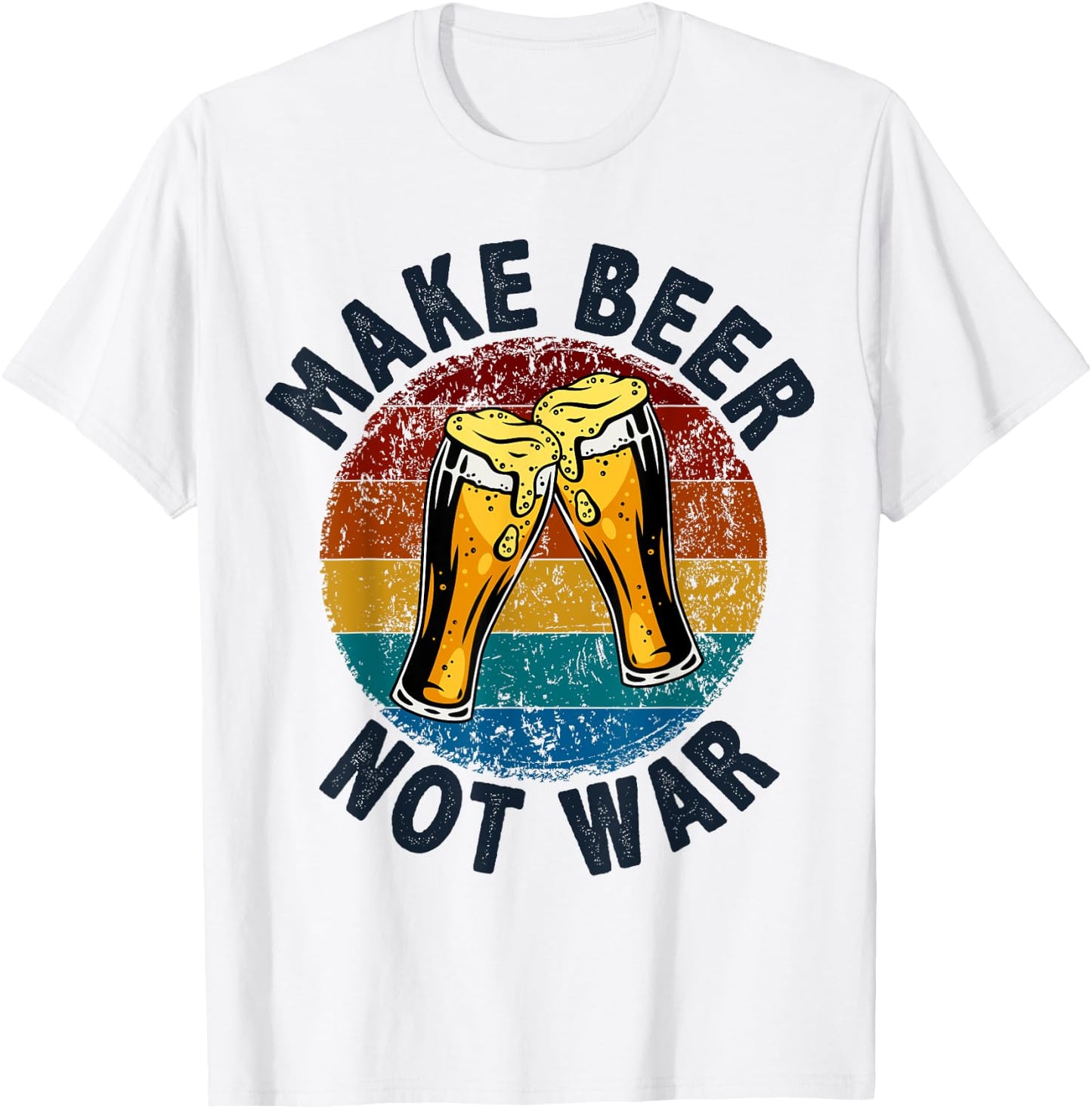 Make Beer Not War, Vintage Beer, Funny Beer Brewing Drinking T-Shirt - T-Shirt | White