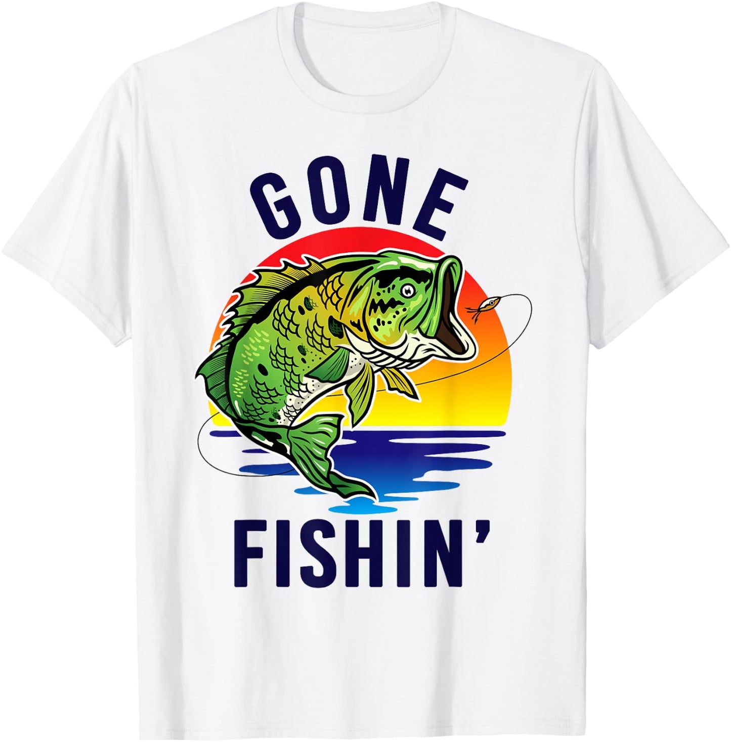 Gone Fishing-Shirt Youth Boys Kids Toddler Funny Bass Fish T-Shirt - T-Shirt | White