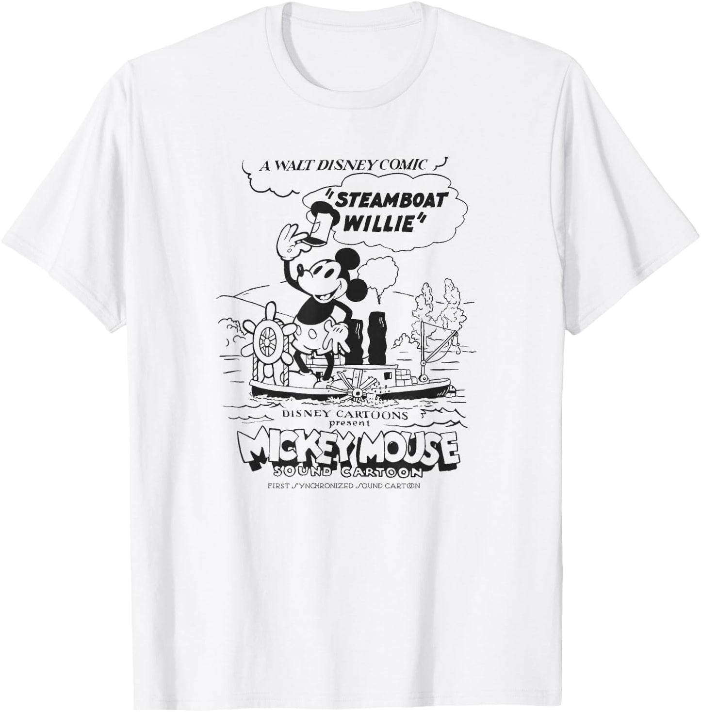 Disney Mickey and Friends Steamboat Willie Sound Cartoon T-Shirt - T-Shirt | White