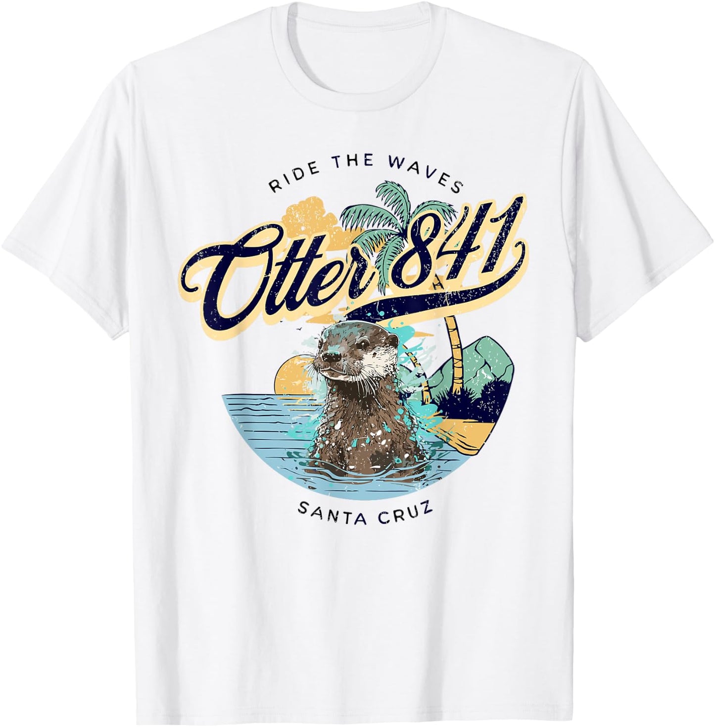 Otter 841 Surfing Otter 841 California Surf Board Otter 841 T-Shirt - T-Shirt | White
