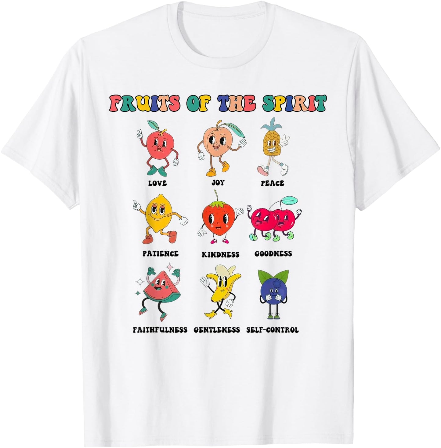 Kids Fruit Of The Spirit Retro Christian Cute Bible T-Shirt - T-Shirt | White