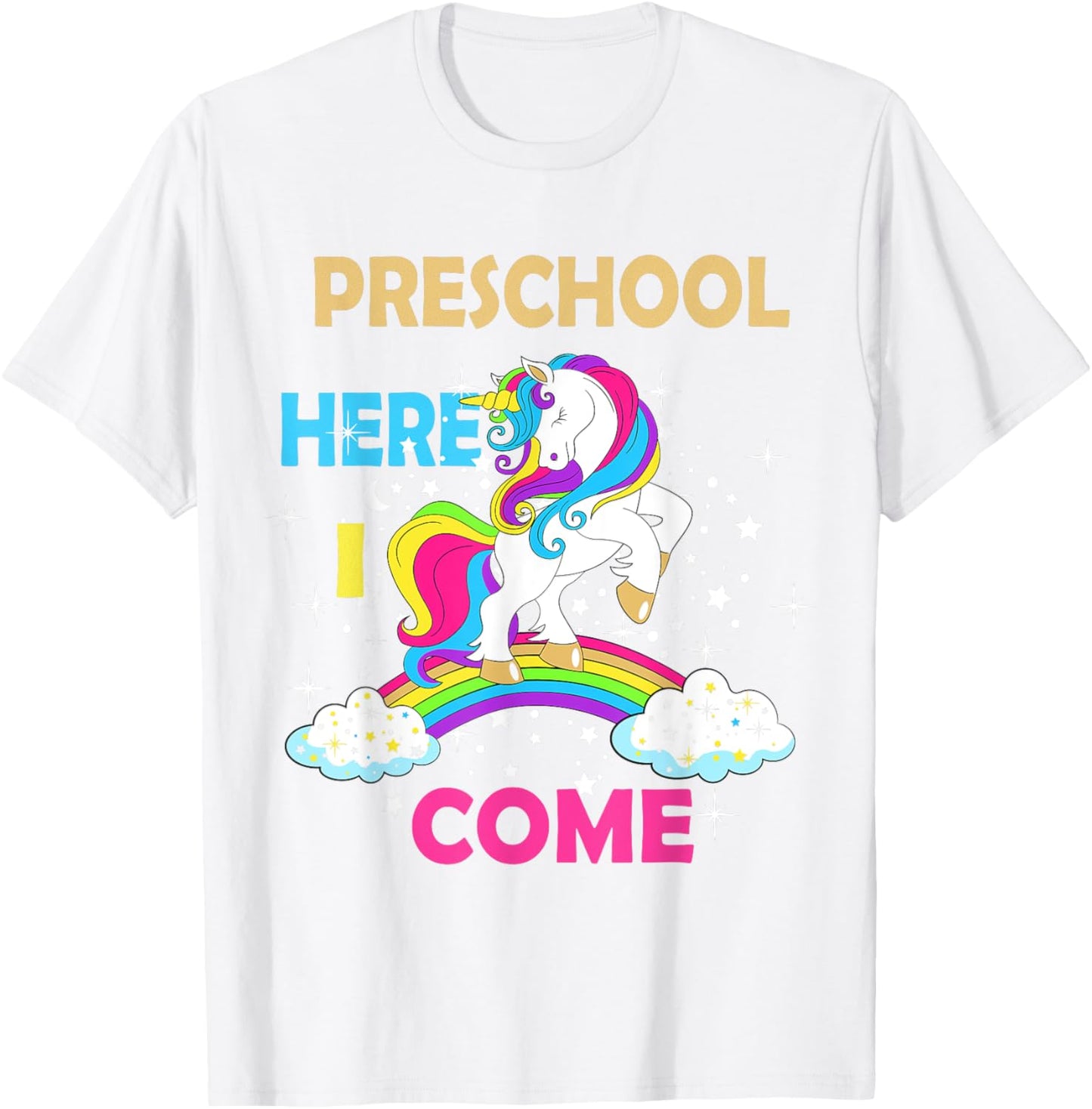 Look Out Preschool Here I Come Girl Unicorn Pre School T-Shirt - T-Shirt | White