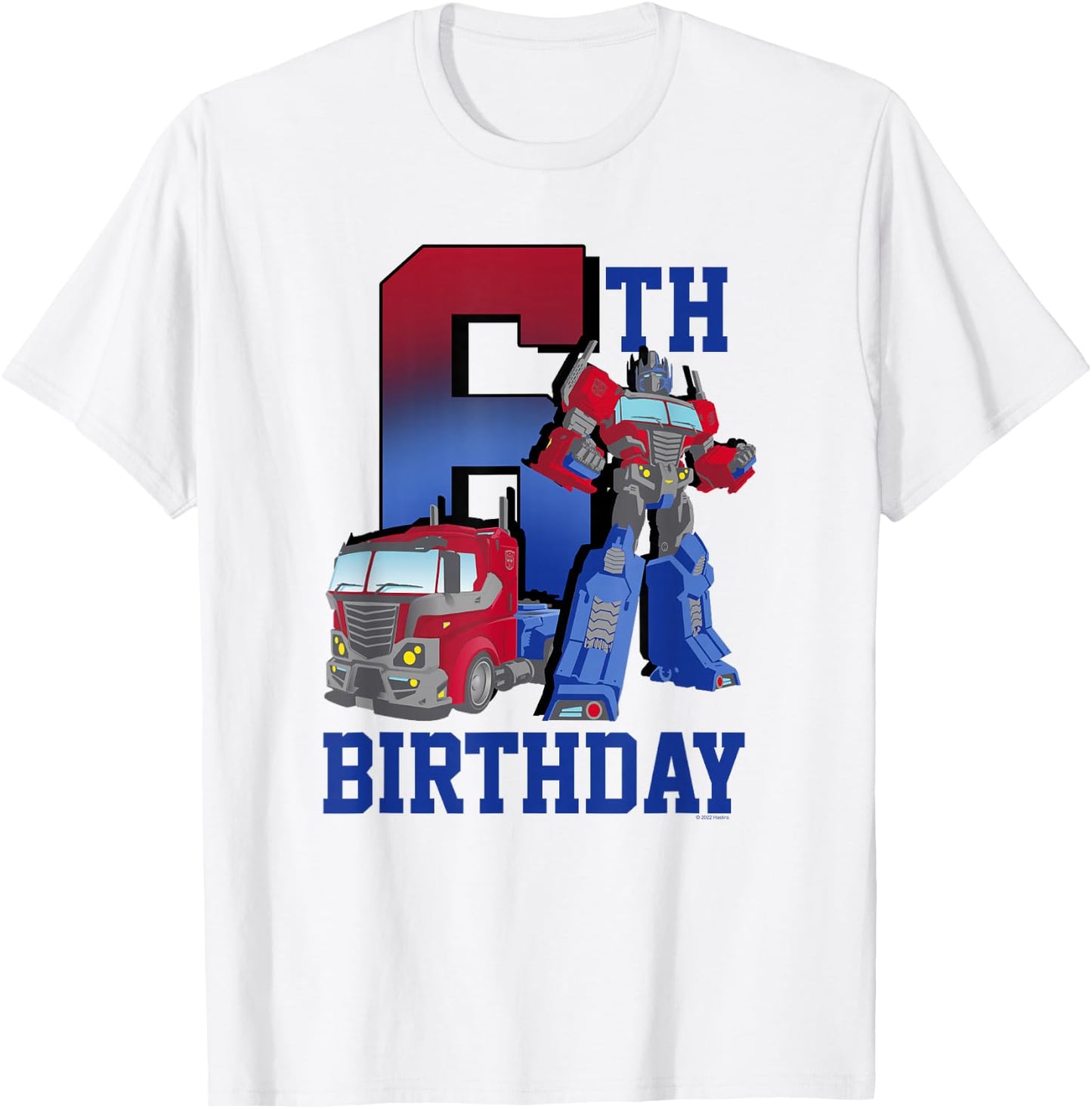 Transformers Optimus Prime 6th Birthday Gradient Fill Poster T-Shirt - T-Shirt | White