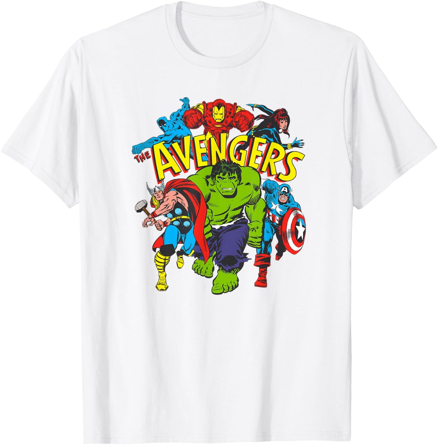 Amazon Essentials Men's MARVEL AVENGERS COMIC HEROES , White, Small T-Shirt - T-Shirt | White