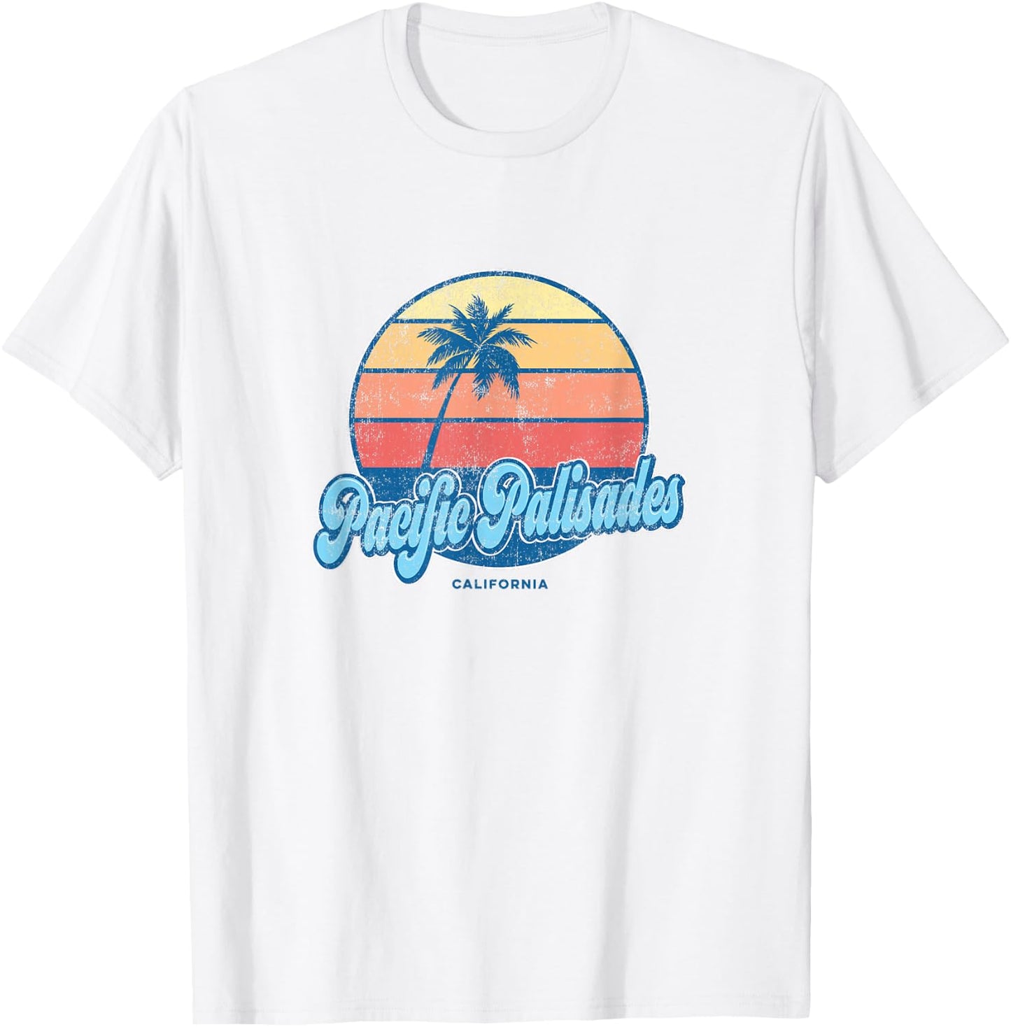 Vintage Pacific Palisades California CA Classic 70s Retro Su T-Shirt - T-Shirt | White