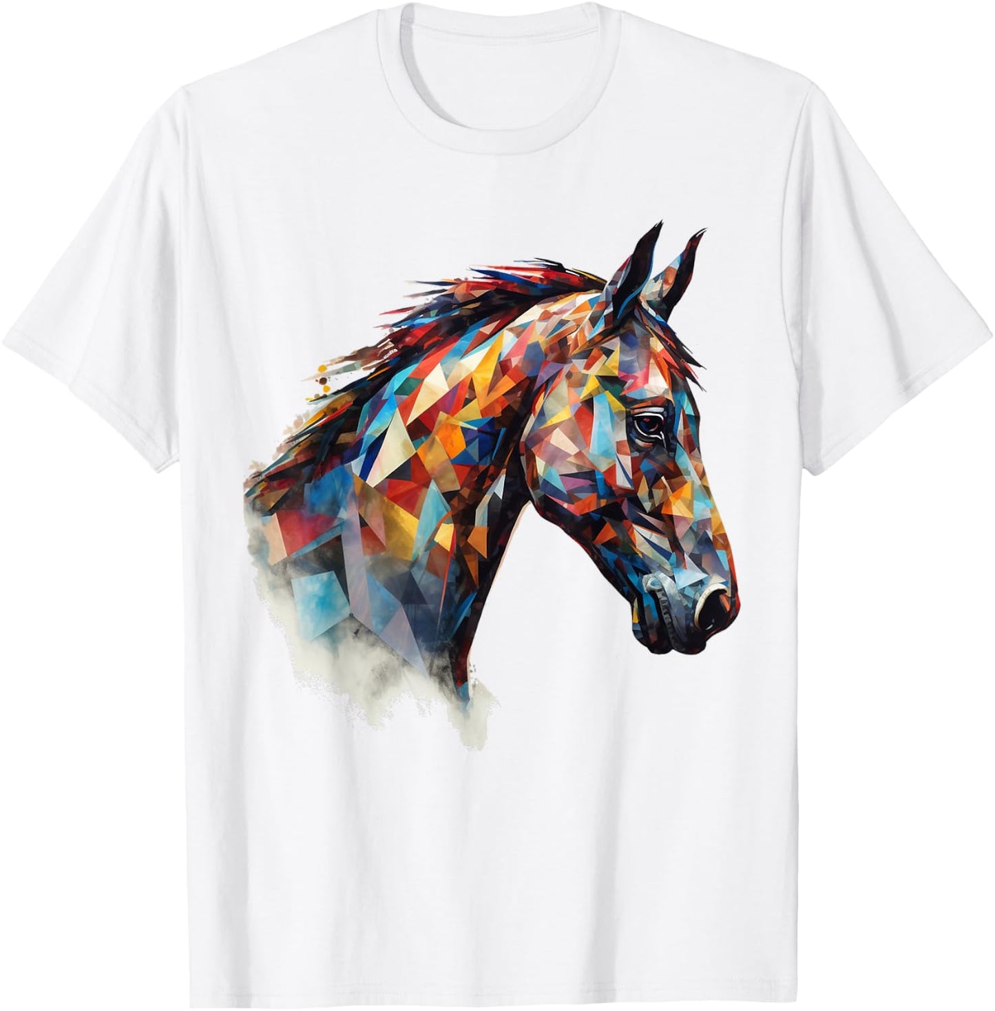 Horse Animal Riding Colourful Polygon Horse Motif – Art Horse T-Shirt - T-Shirt | White