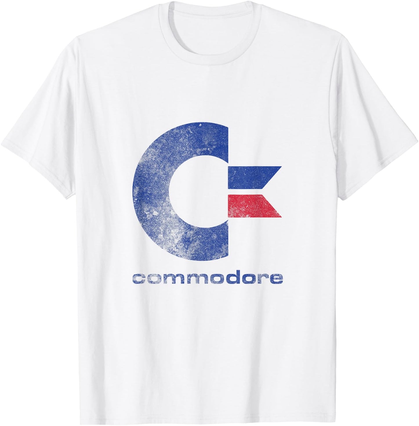 Commodore C64 Capital Letter Stone Washed Grunge Effect T-Shirt - T-Shirt | White