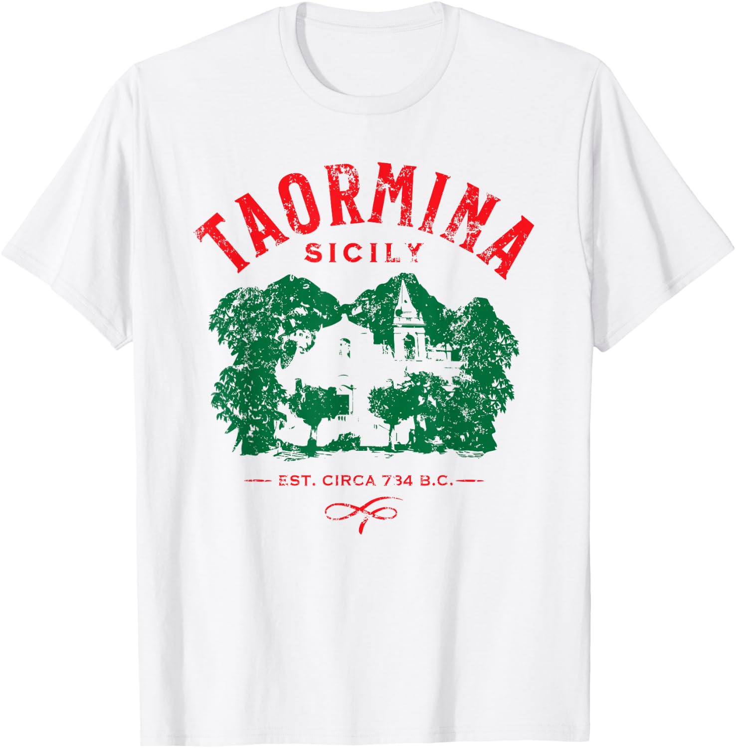 Taormina Sicily Italy Souvenir Distressed Design T-Shirt - T-Shirt | White