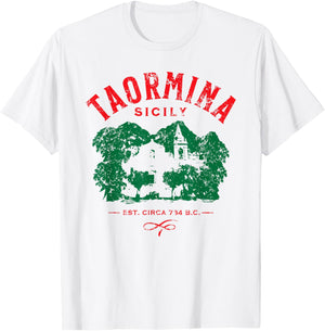 Taormina Sicily Italy Souvenir Distressed Design T-Shirt - T-Shirt | White
