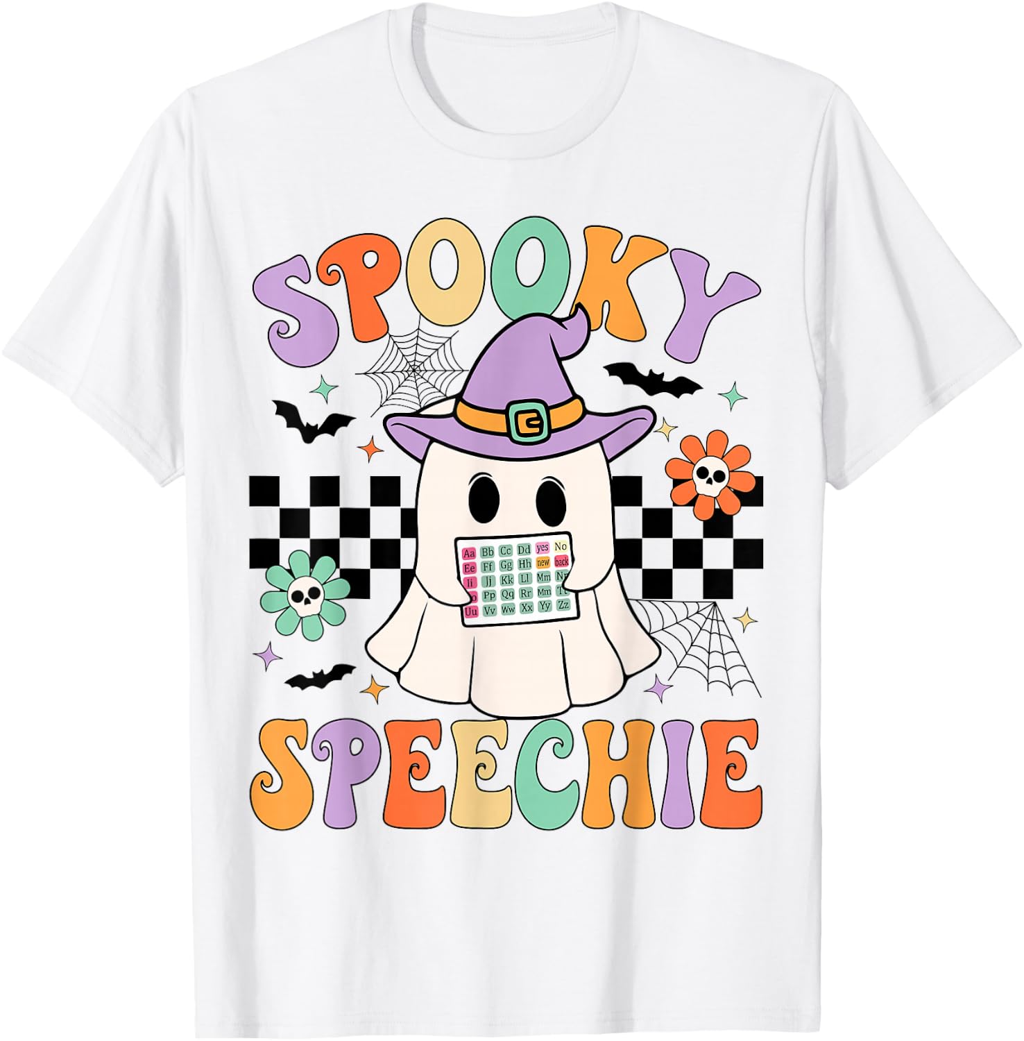 Spooky Speechie Speech Therapy Halloween Retro SLP Halloween T-Shirt - T-Shirt | White