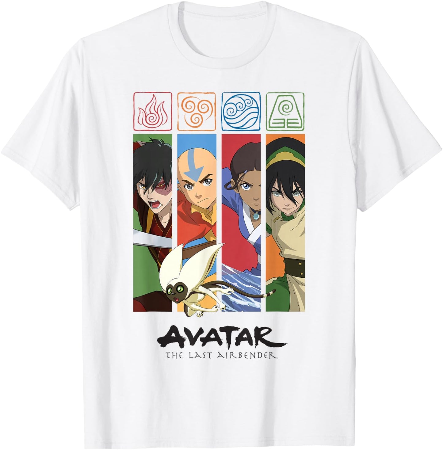 Avatar: The Last Airbender Four Elements Benders Box Panels T-Shirt - T-Shirt | White