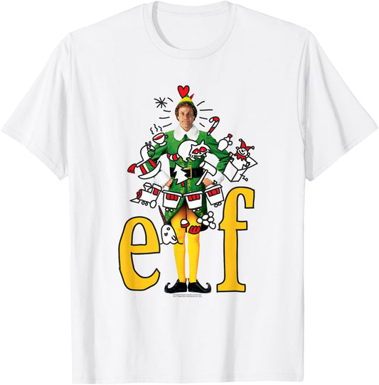 Elf Movie Buddy The Elf Doodles T-Shirt - T-Shirt | White