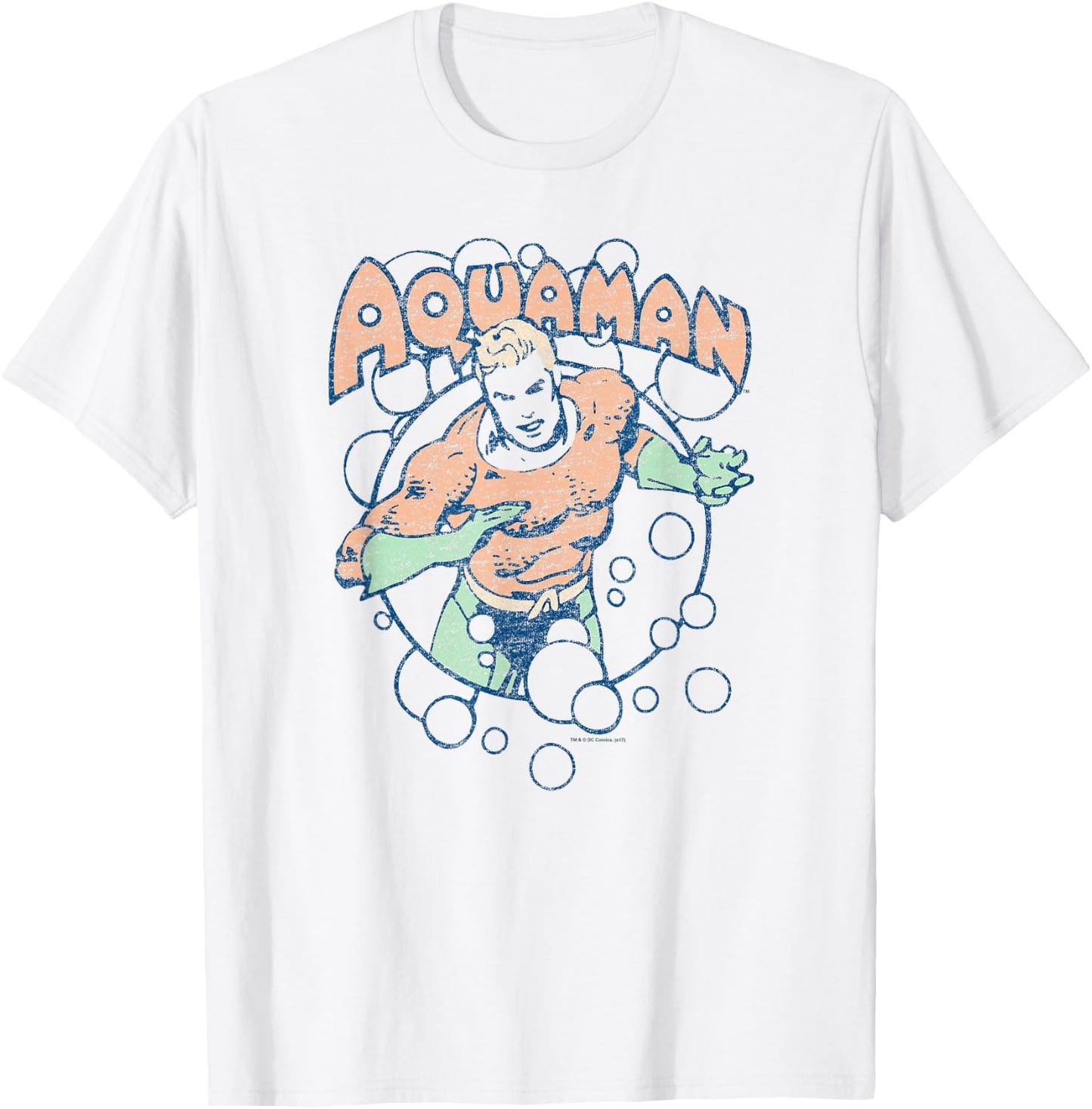 Aquaman Vintage Retro Bubbles T-Shirt - T-Shirt | White