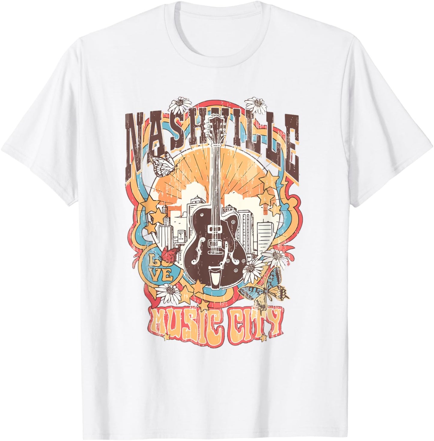 Nashville Tennessee Guitar Country Music City Guitarist Gift T-Shirt - T-Shirt | White
