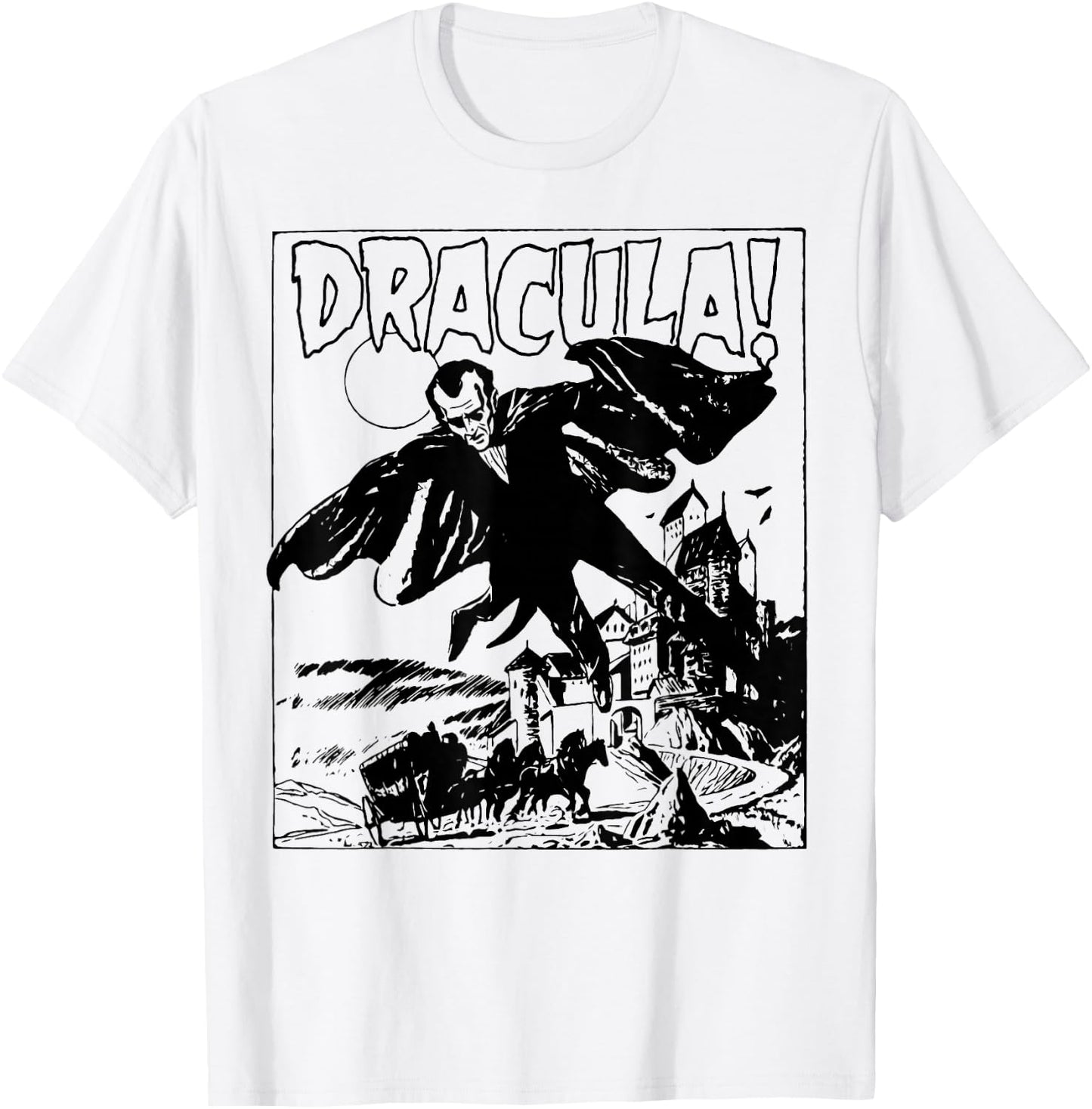 Retro Horror Movie Monster Vampire Vintage Halloween Dracula T-Shirt - T-Shirt | White