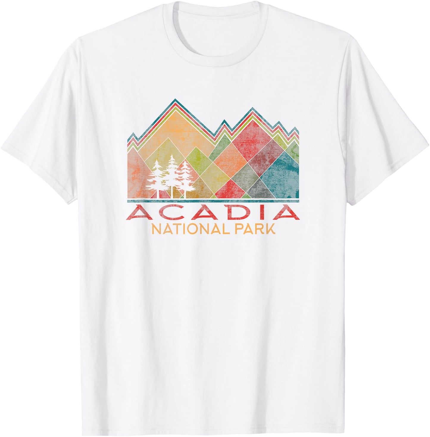 Acadia National Park Colorful Graphic T-Shirt - T-Shirt | White