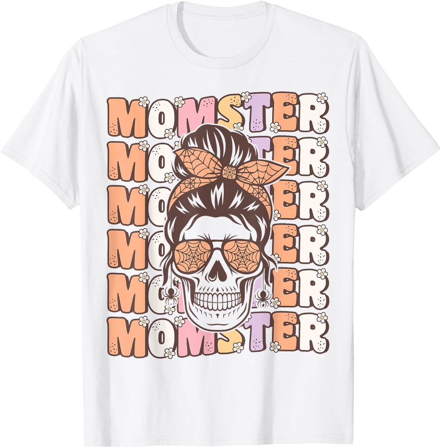 Funny Momster Spooky Mama Groovy Halloween Costume for Moms T-Shirt - T-Shirt | White