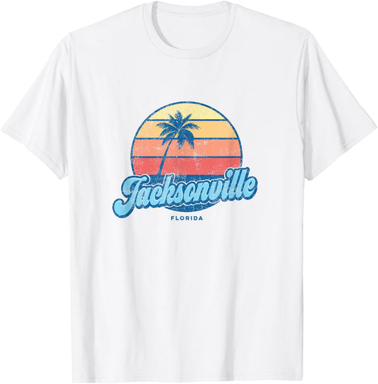 Vintage Jacksonville Florida FL Classic 70s Retro Surfer T-Shirt - T-Shirt | White