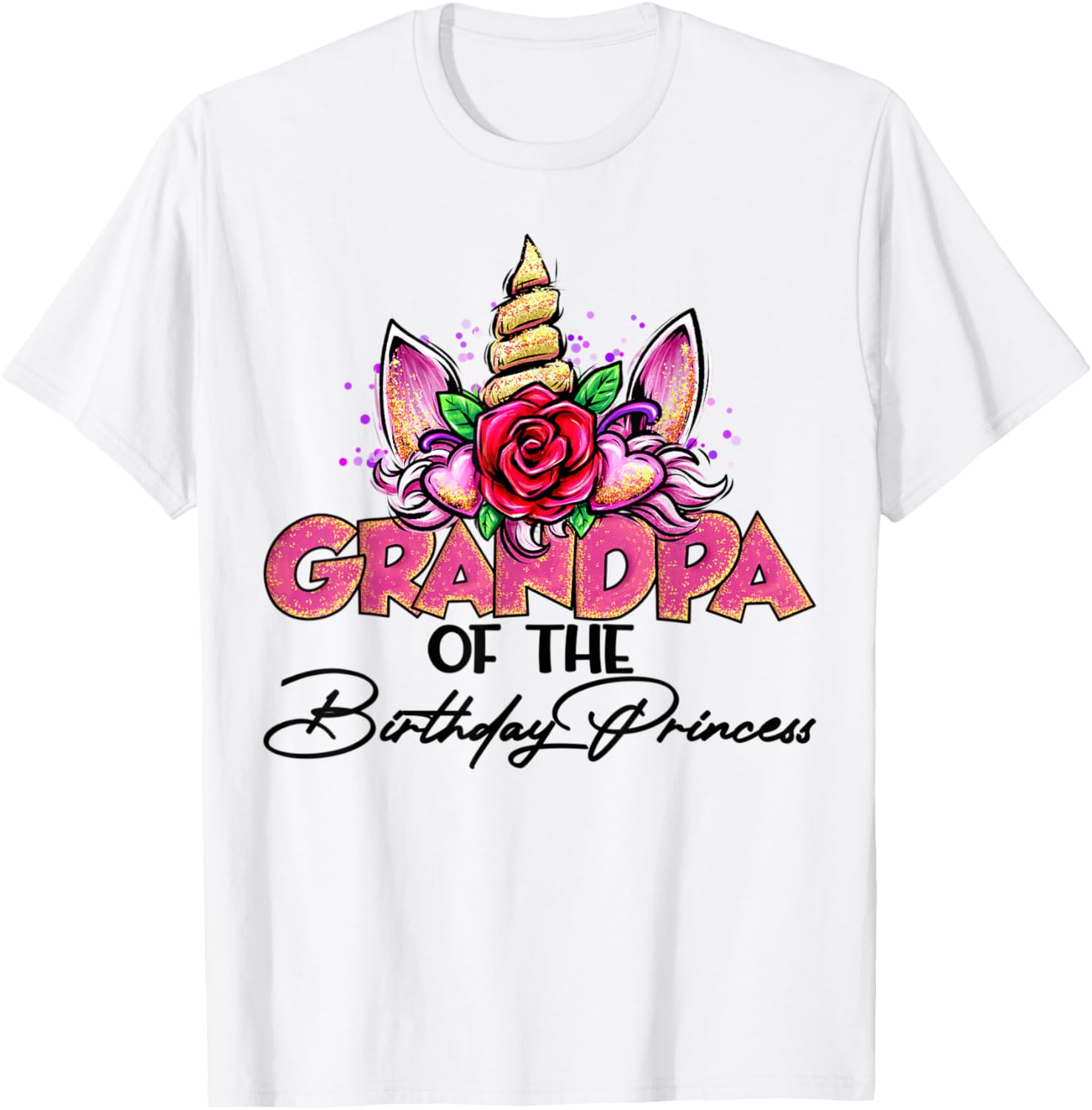 Grandpa of the Birthday Princess Unicorn Matching Family T-Shirt - T-Shirt | White