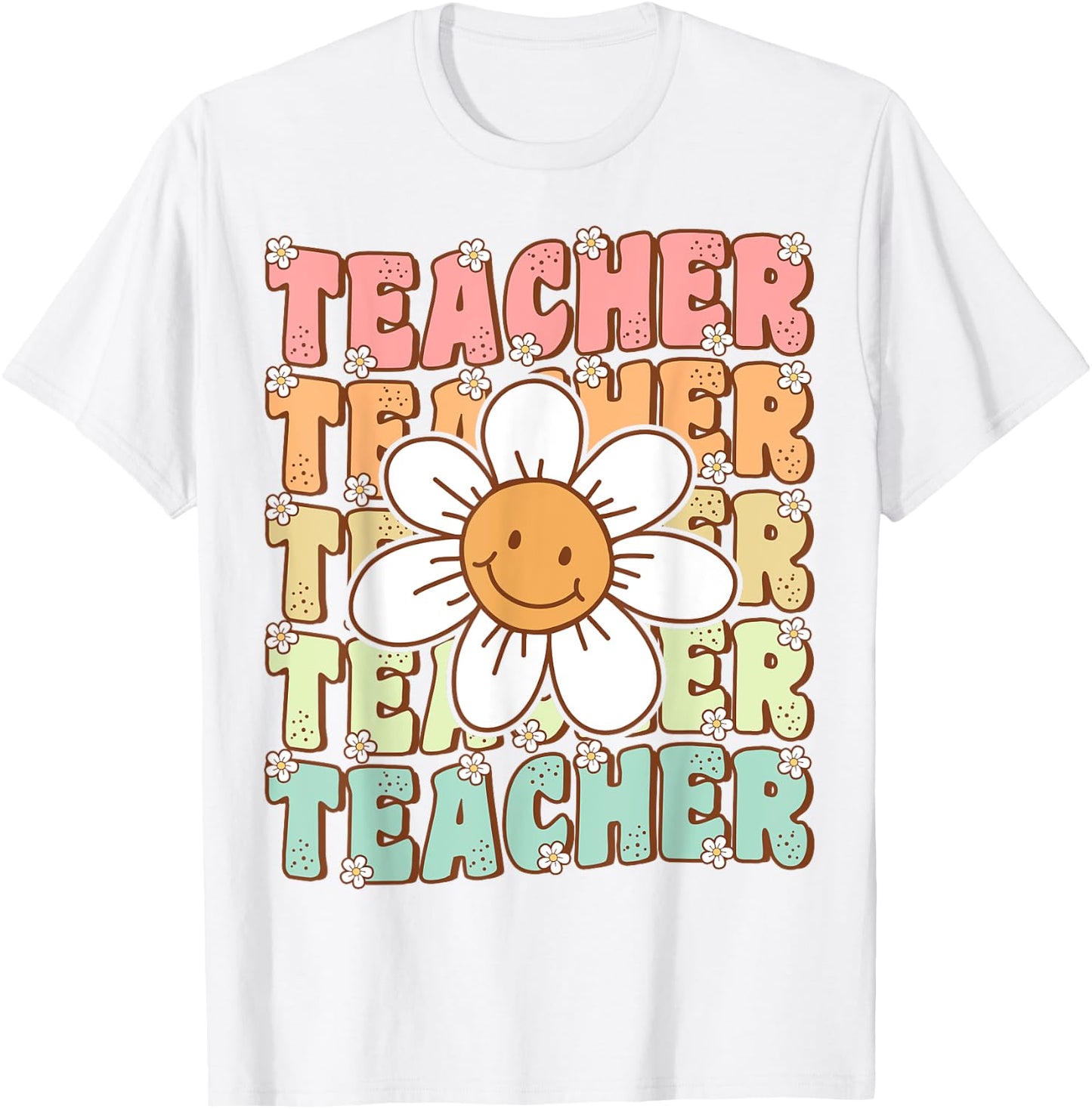 Groovy Teacher Cute Daisy Flower Retro Back to School T-Shirt - T-Shirt | White