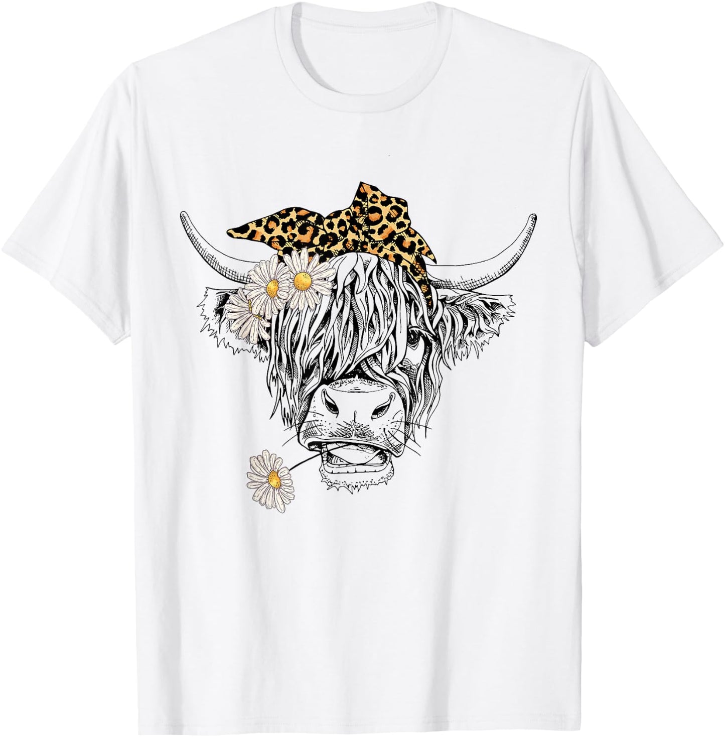 Cute Women Girl Heifer Cow With Bandana Headband and Glasses T-Shirt - T-Shirt | White