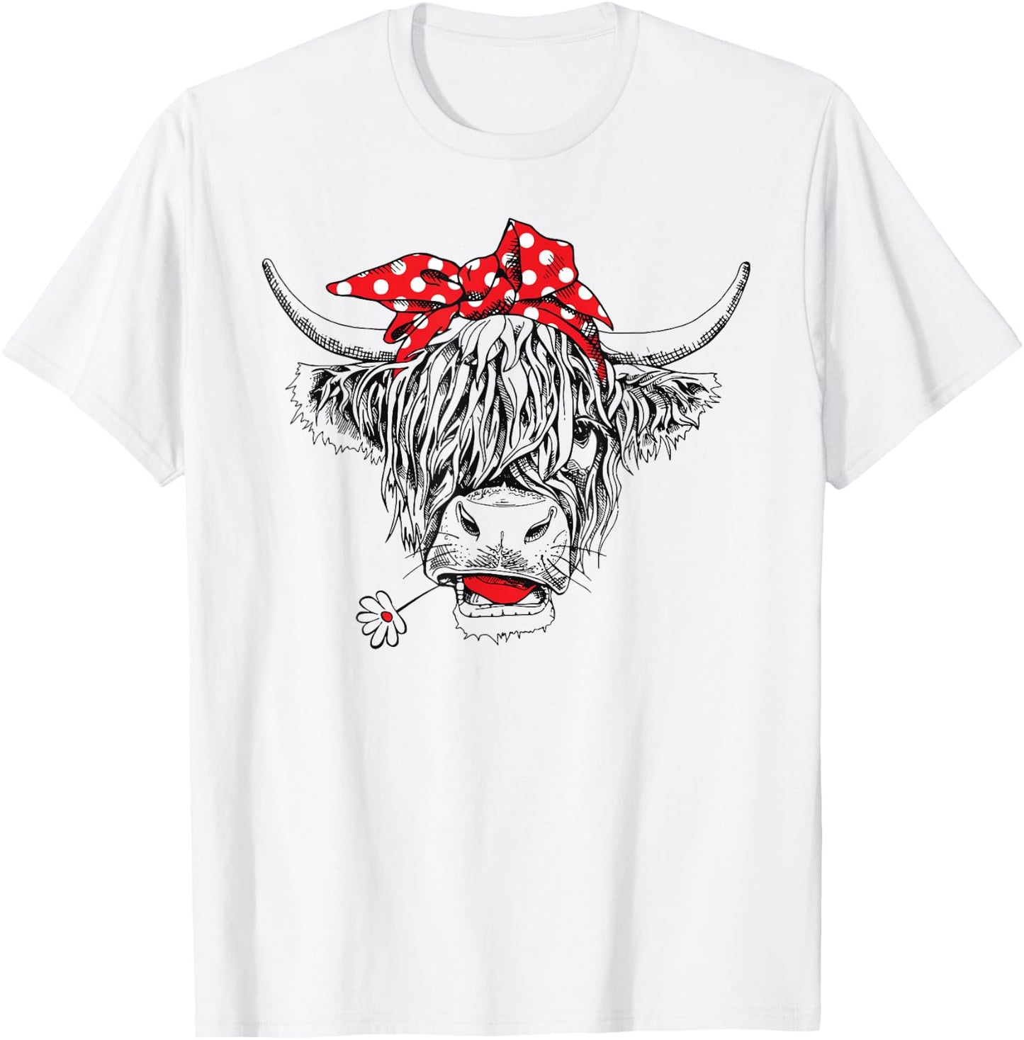 Scottish Highland Cow Cattle Hairy Cow Flowers Woman T-Shirt - T-Shirt | White