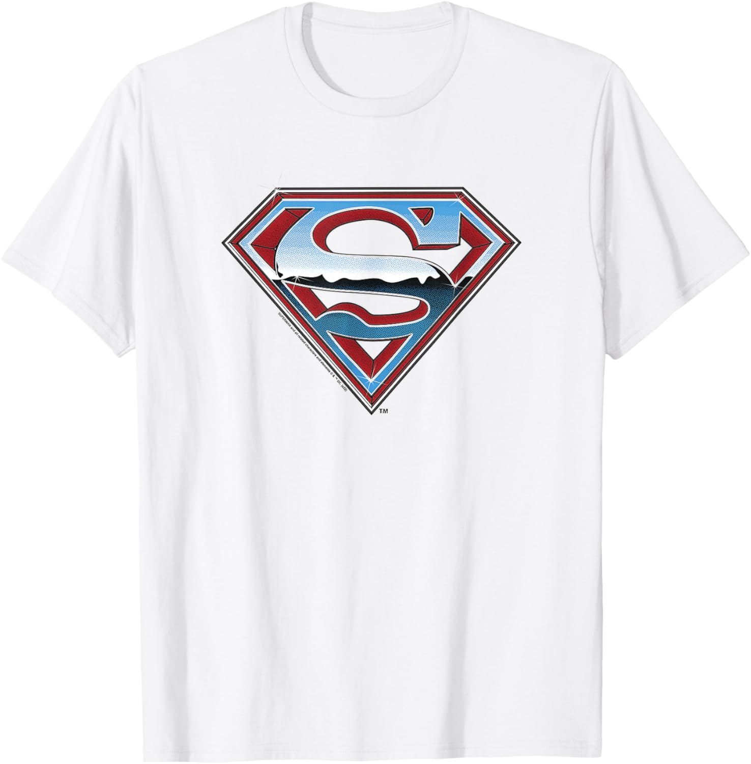 Superman Chrome Logo on White T-Shirt - T-Shirt | White