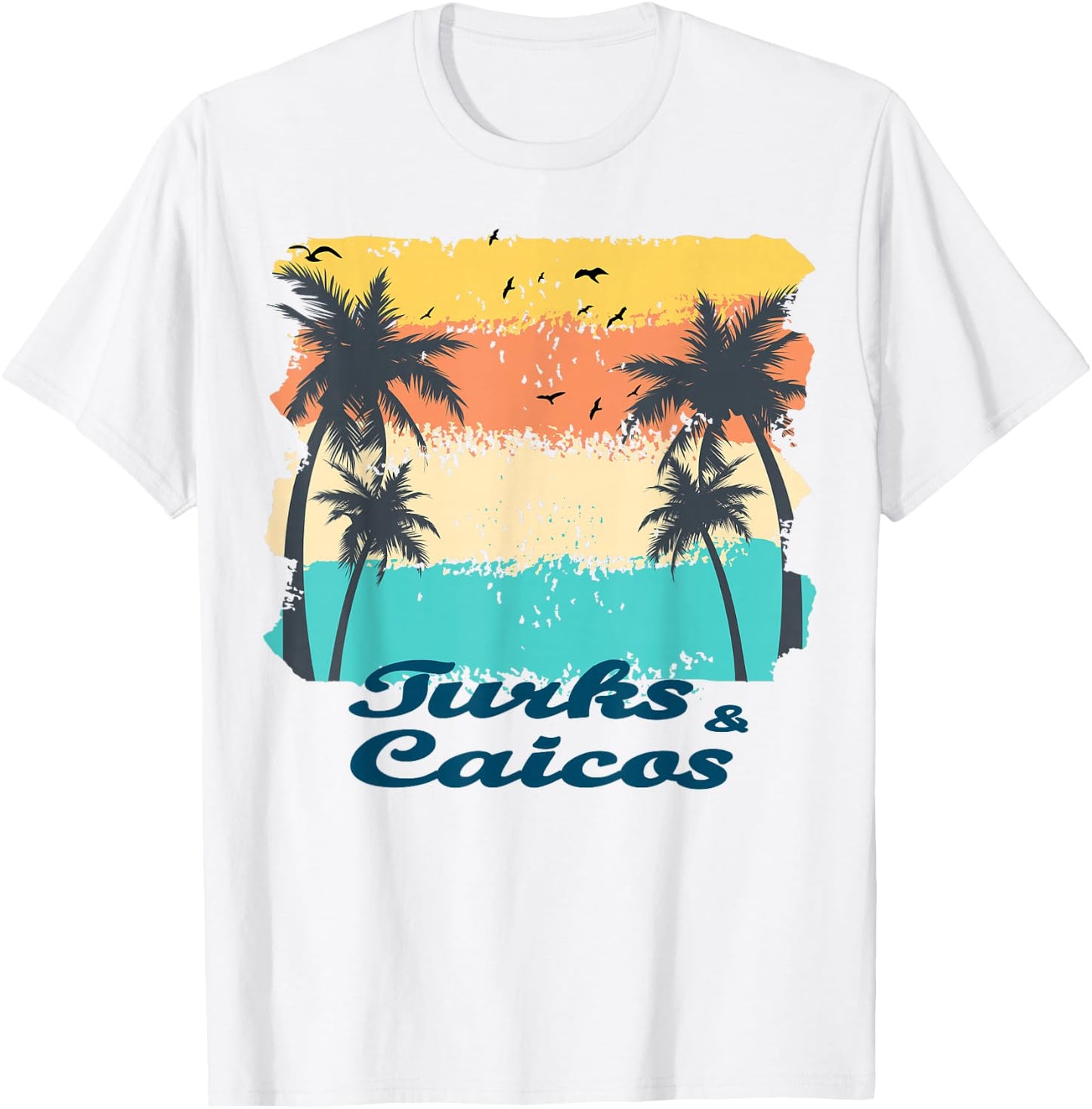 Turks and Caicos Palms Beach Caribbean Islands Souvenir Gift T-Shirt - T-Shirt | White