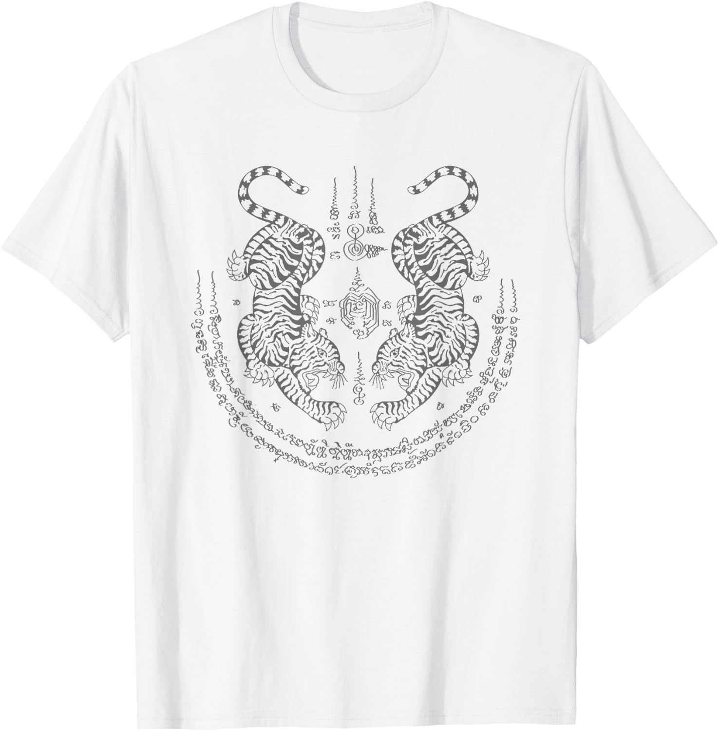 Thai Tattoo Twin Tiger Sak Yant Muay Thai Thailand Graphic T-Shirt - T-Shirt | White