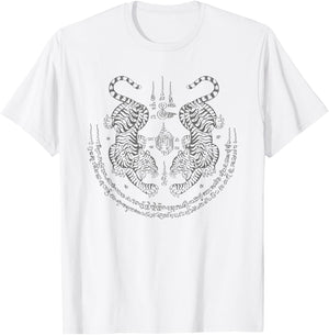 Thai Tattoo Twin Tiger Sak Yant Muay Thai Thailand Graphic T-Shirt - T-Shirt | White