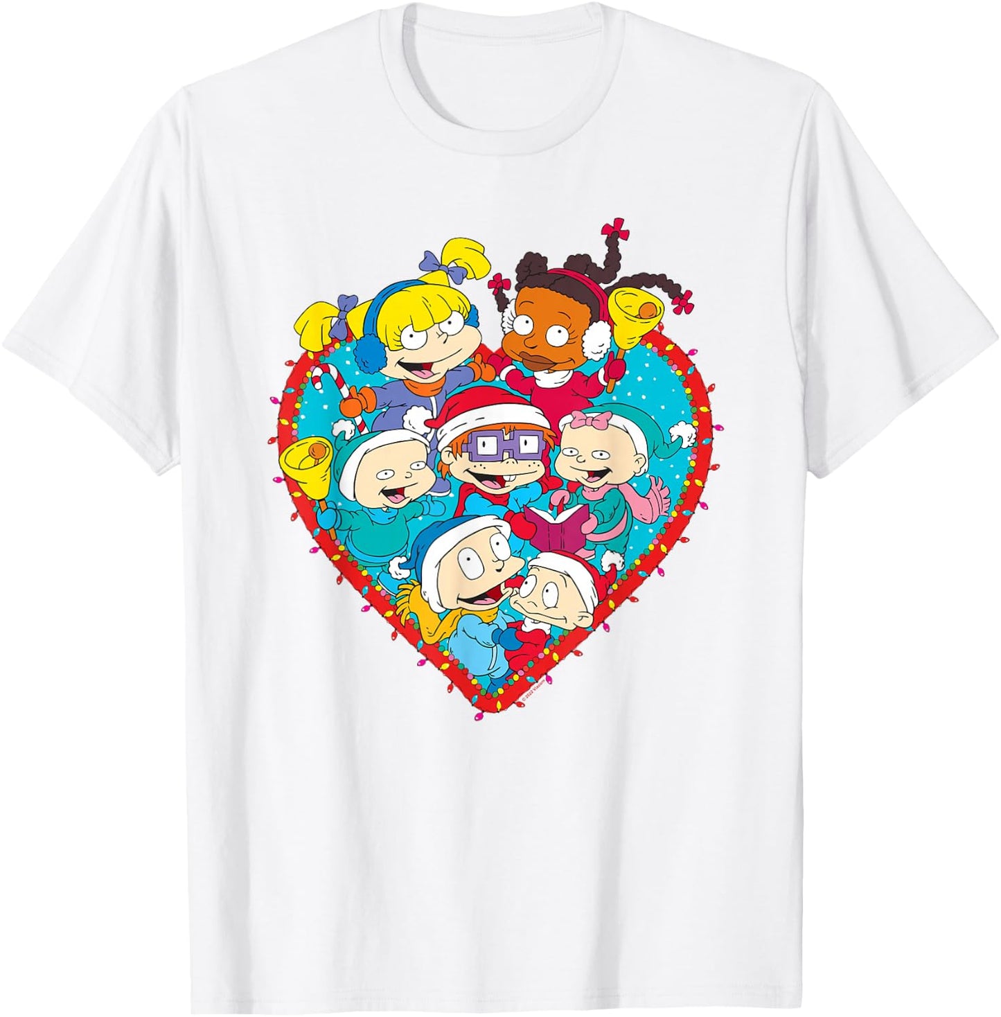 Rugrats Group Christmas Photo With Tommy, Chucky, Angelica T-Shirt - T-Shirt | White