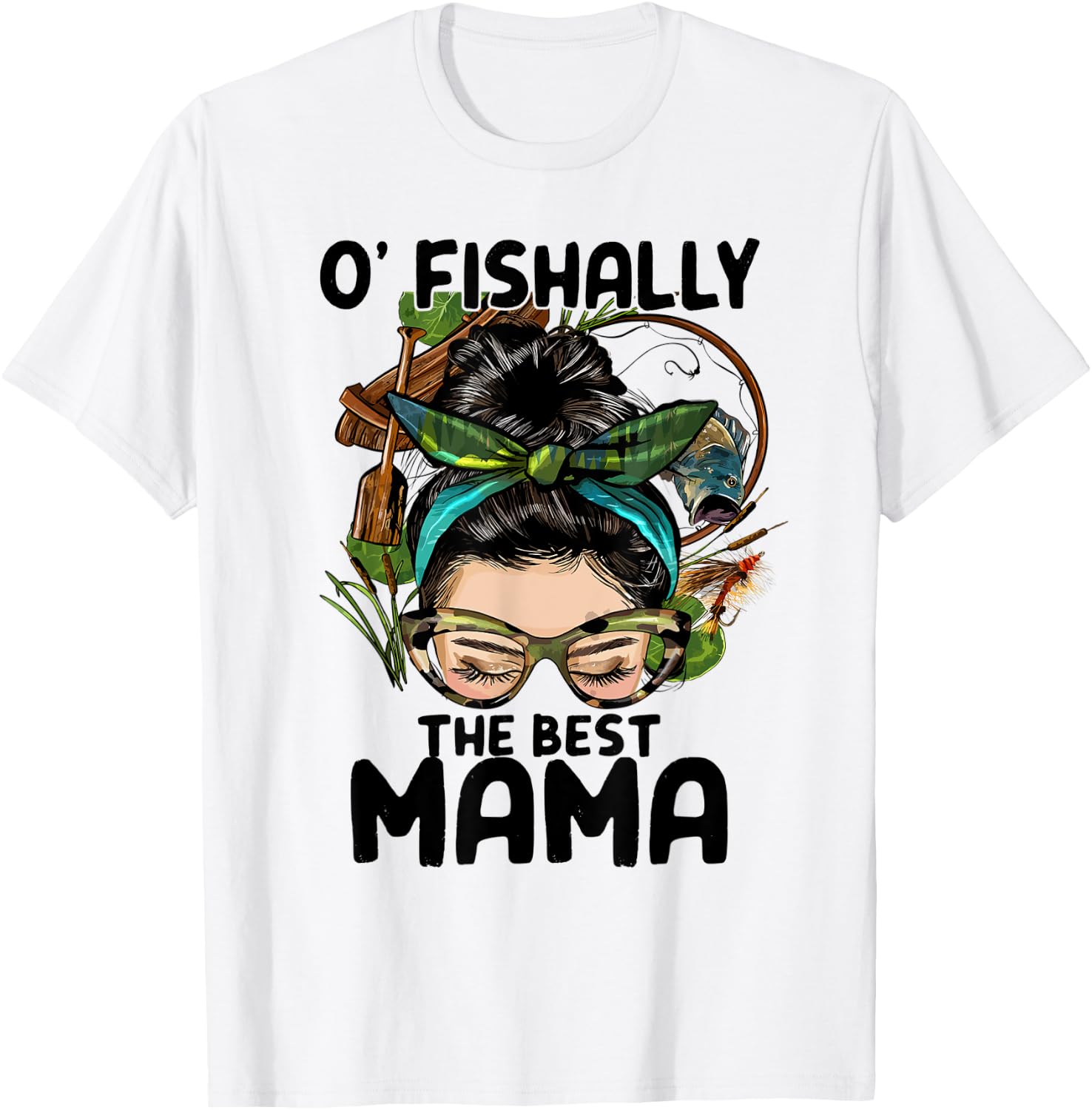 O'fishally The Best Mama Sunglasses Turban Blue T-Shirt - T-Shirt | White