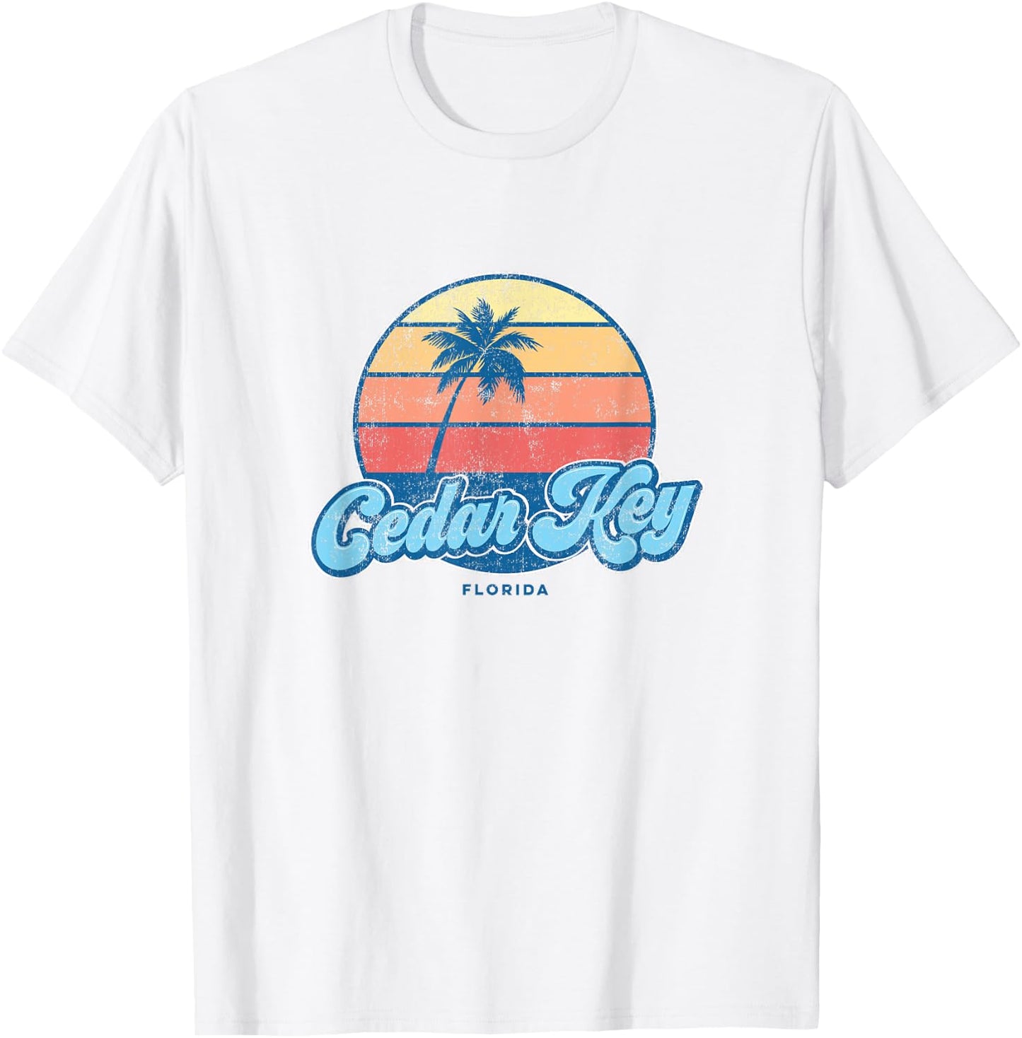 Vintage Cedar Key Florida FL Classic 70s Retro Surfer T-Shirt - T-Shirt | White