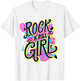 Rock N Roll Girl 80's Costume Graffiti Rock Music Cute T-Shirt - T-Shirt | White