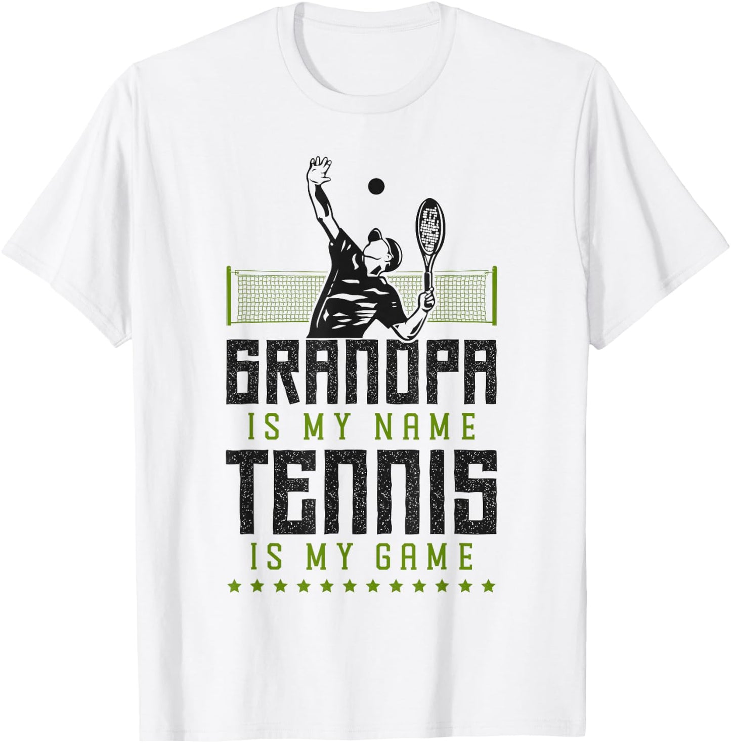 Funny Tennis Player Racket Grandpa Grandpa Is My Name Tennis T-Shirt - T-Shirt | White