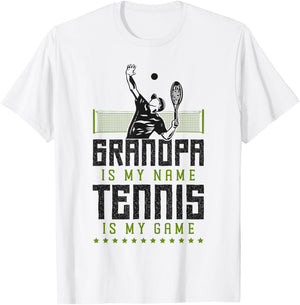 Funny Tennis Player Racket Grandpa Grandpa Is My Name Tennis T-Shirt - T-Shirt | White