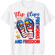 Retro Flip Flops Fireworks & Freedom American Flag Summer Women Kids Men T-Shirt - T-Shirt | White