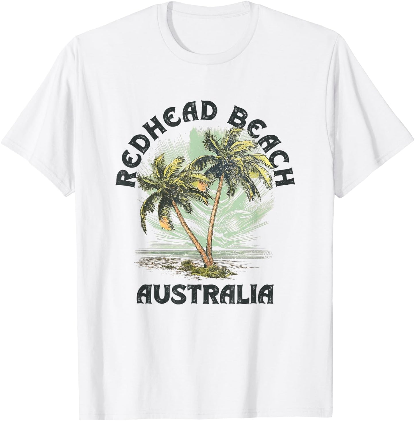 Redhead Beach Australia Palms Vintage Beach T-Shirt - T-Shirt | White