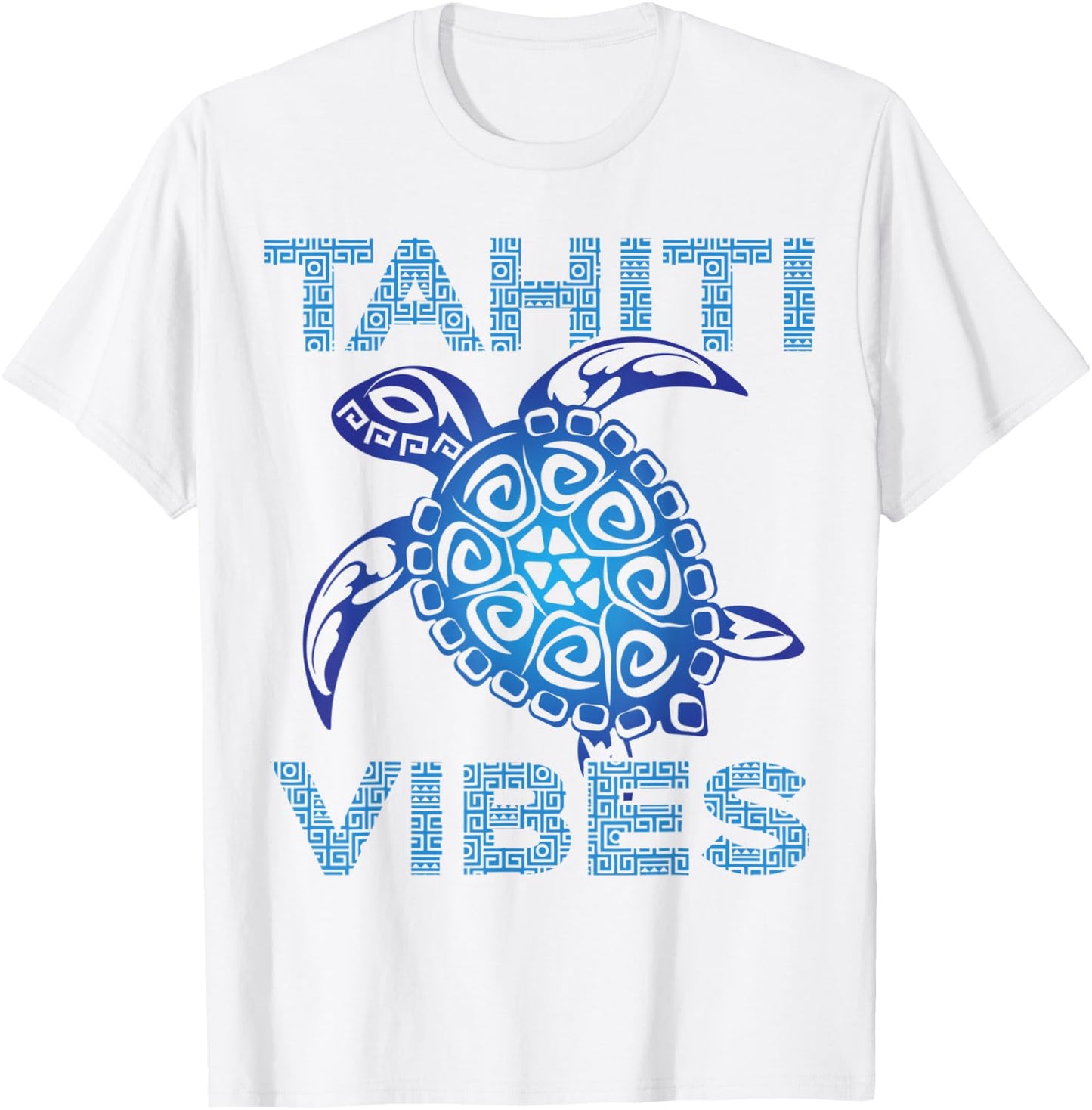 Polynesian Blue Tribal Sea Turtle Tahiti Vibes Vacation T-Shirt - T-Shirt | White