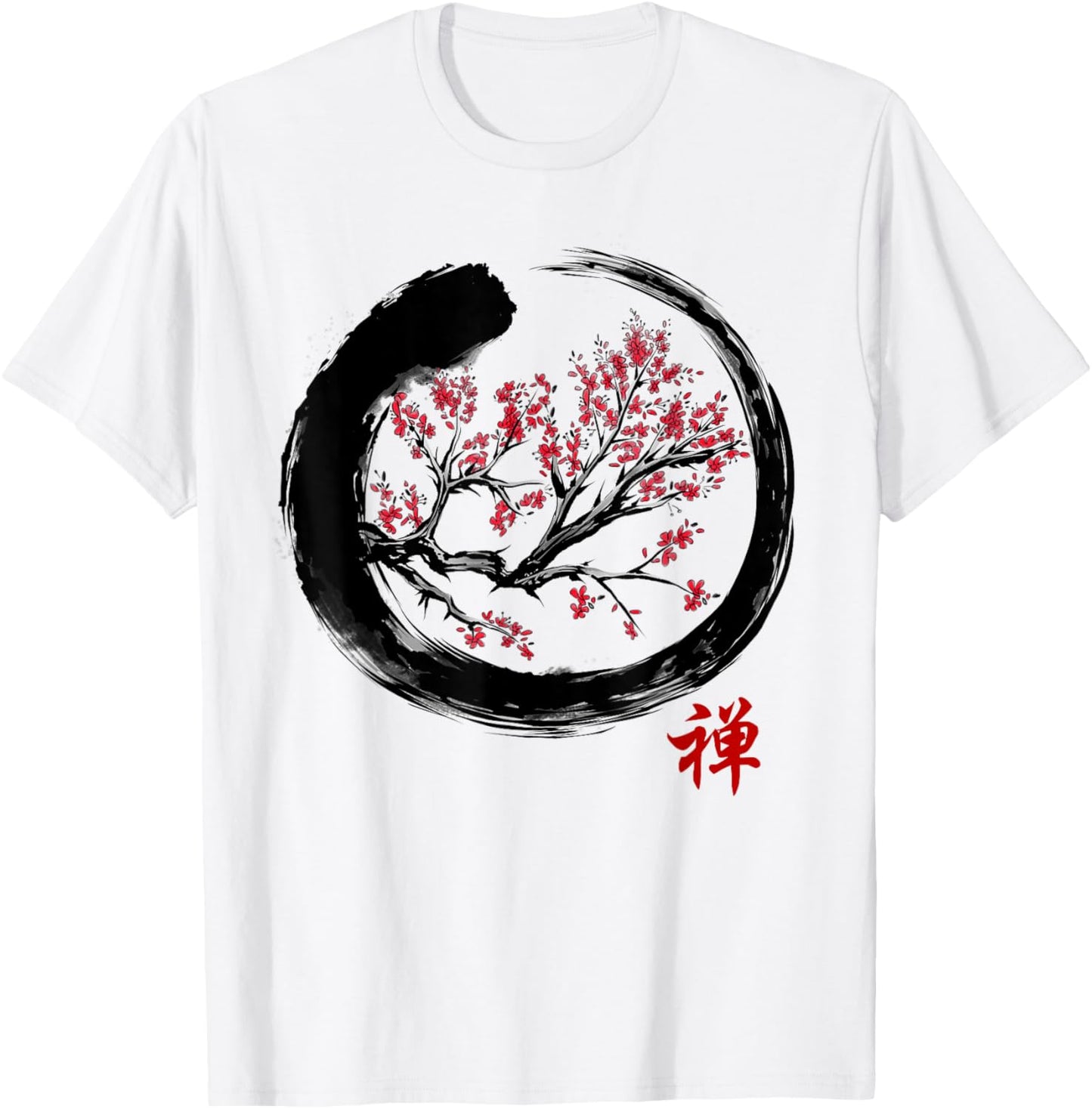 Japanese Calligraphy - Zen Buddhist Enso Circle Meditation T-Shirt - T-Shirt | White