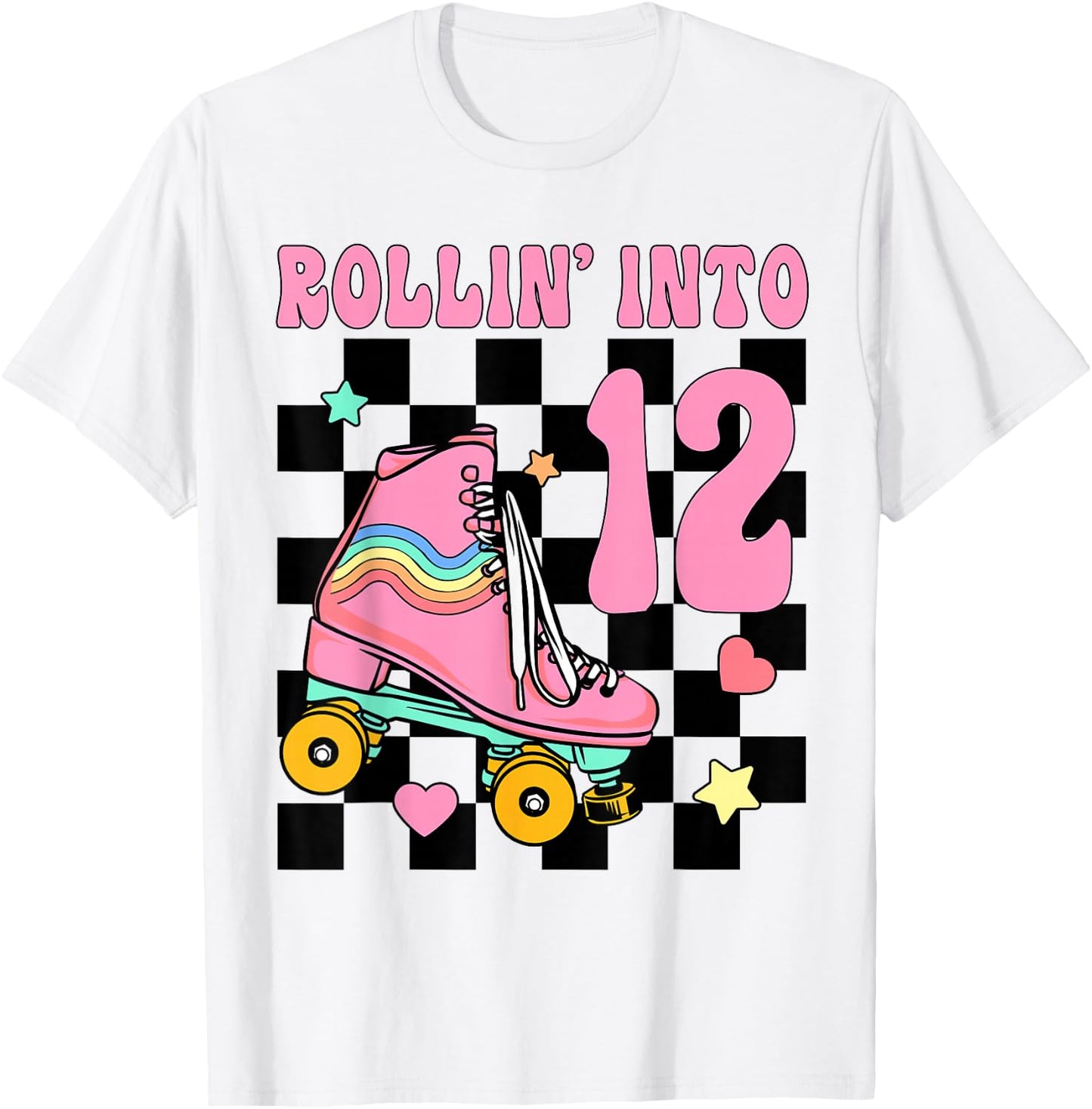 Rolling Into 12 Years Old Roller Skating Girl 12th Birthday T-Shirt - T-Shirt | White